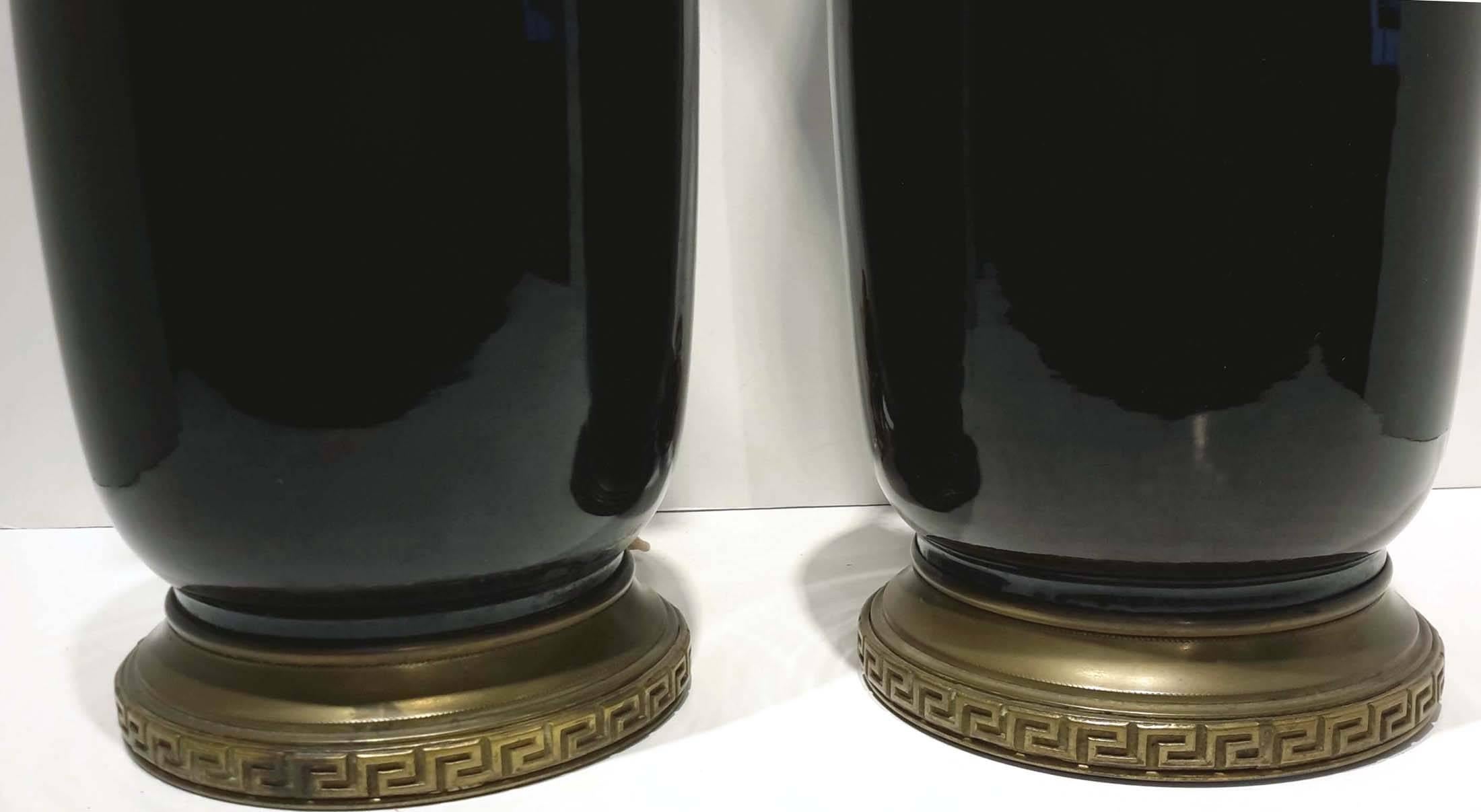 Pair of Chinese Porcelain Mirror-Black Lamps Mounted by Farmer Co., 19th Century 3