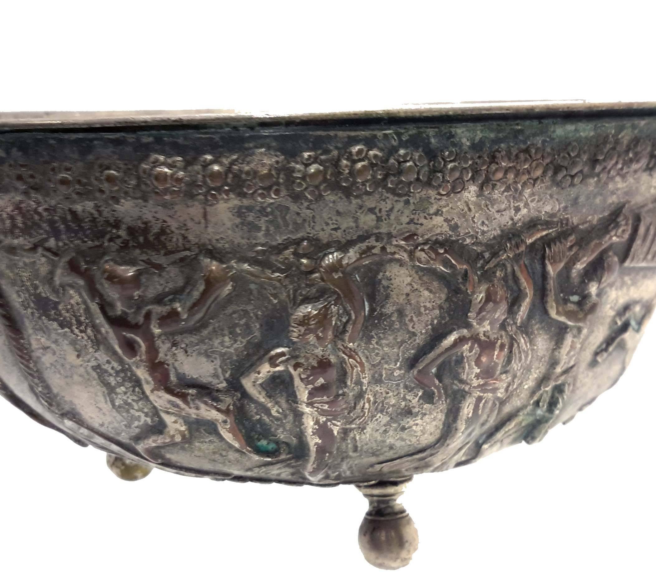 Bronze Silver Plated Bowl Attributed to Edward E. Caldwell & Co., New York For Sale