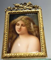 KPM Berlin Porcelain Plaque of Young Beauty, Signed Wagner, 19th Century