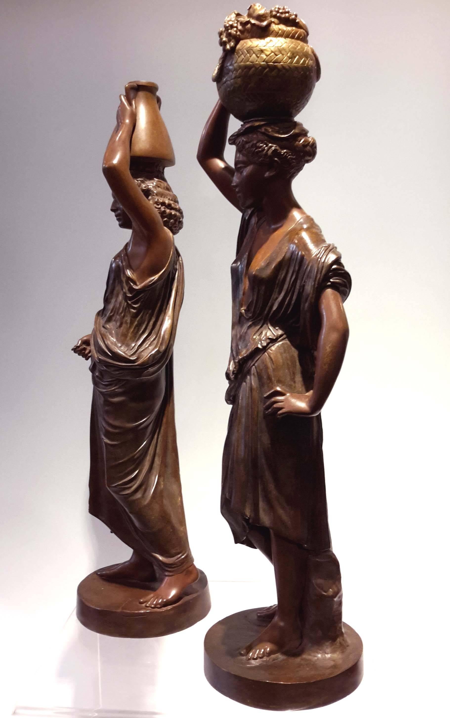 Belle Époque Charles Cumberworth, Verdun 1811-1852, Paris, Les Porteuses (Two Works) Bronze