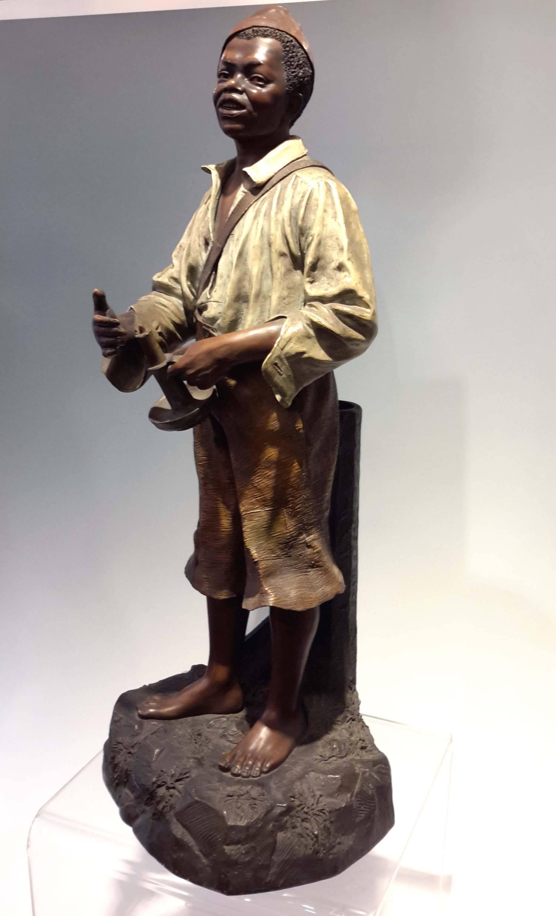 Aesthetic Movement Johann Maresch Terracotta Figure an African American Boy, 19th century
