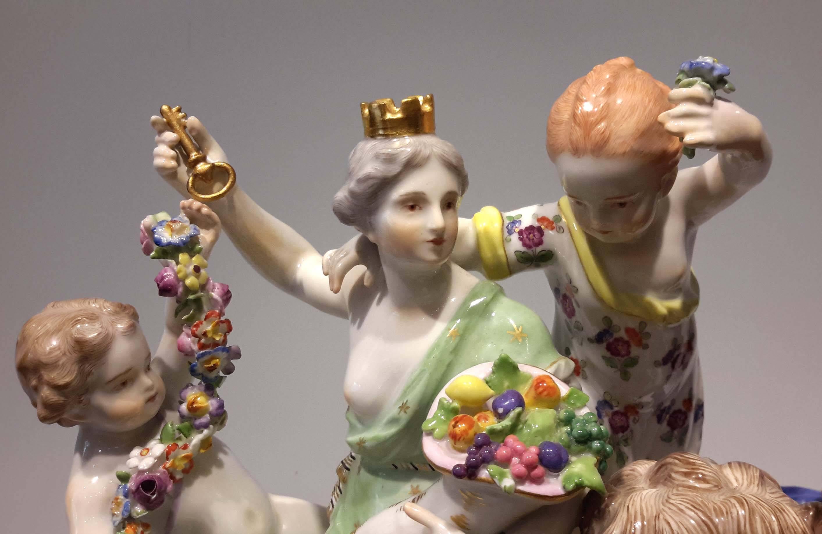 Glazed A Meissen Porcelain Group of Cybele Circa 1910