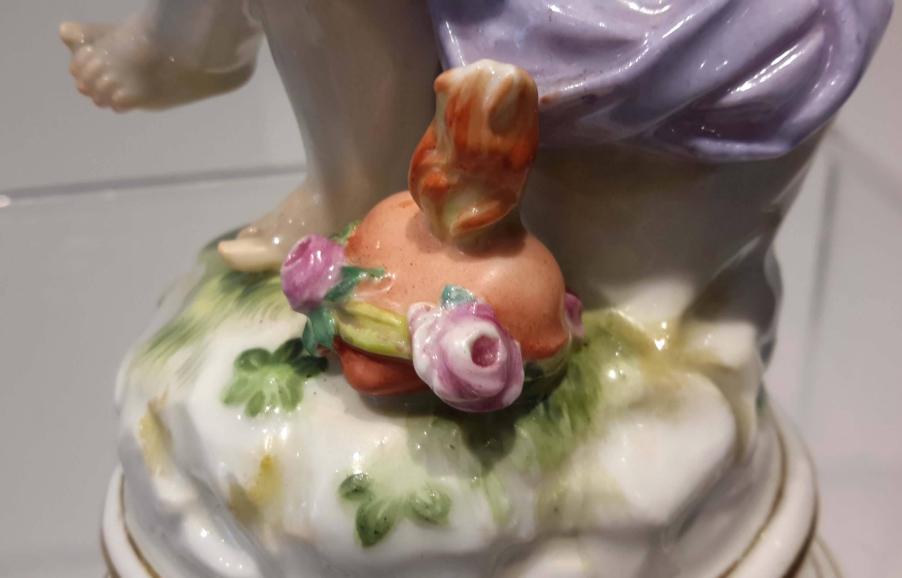 Adorable 19th Century Meissen Porcelain Figure of an Angel with Heart 2
