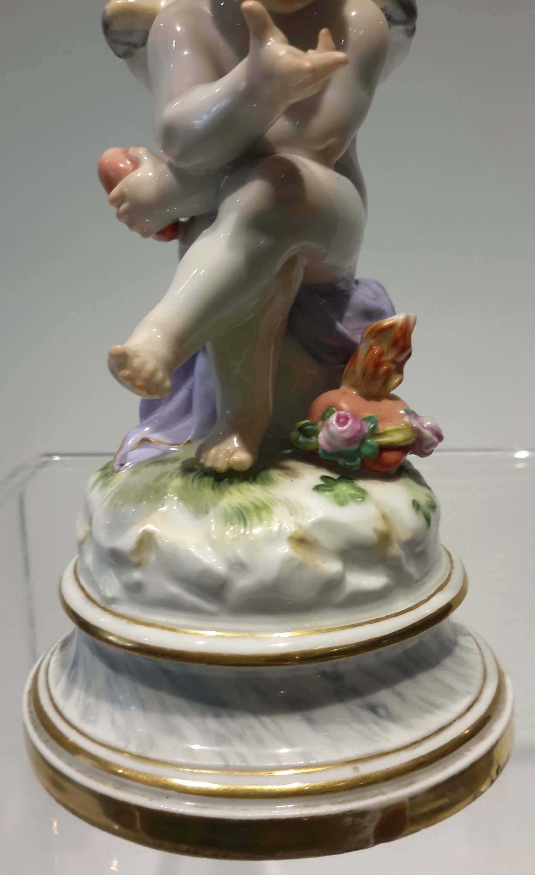 Adorable 19th Century Meissen Porcelain Figure of an Angel with Heart 1