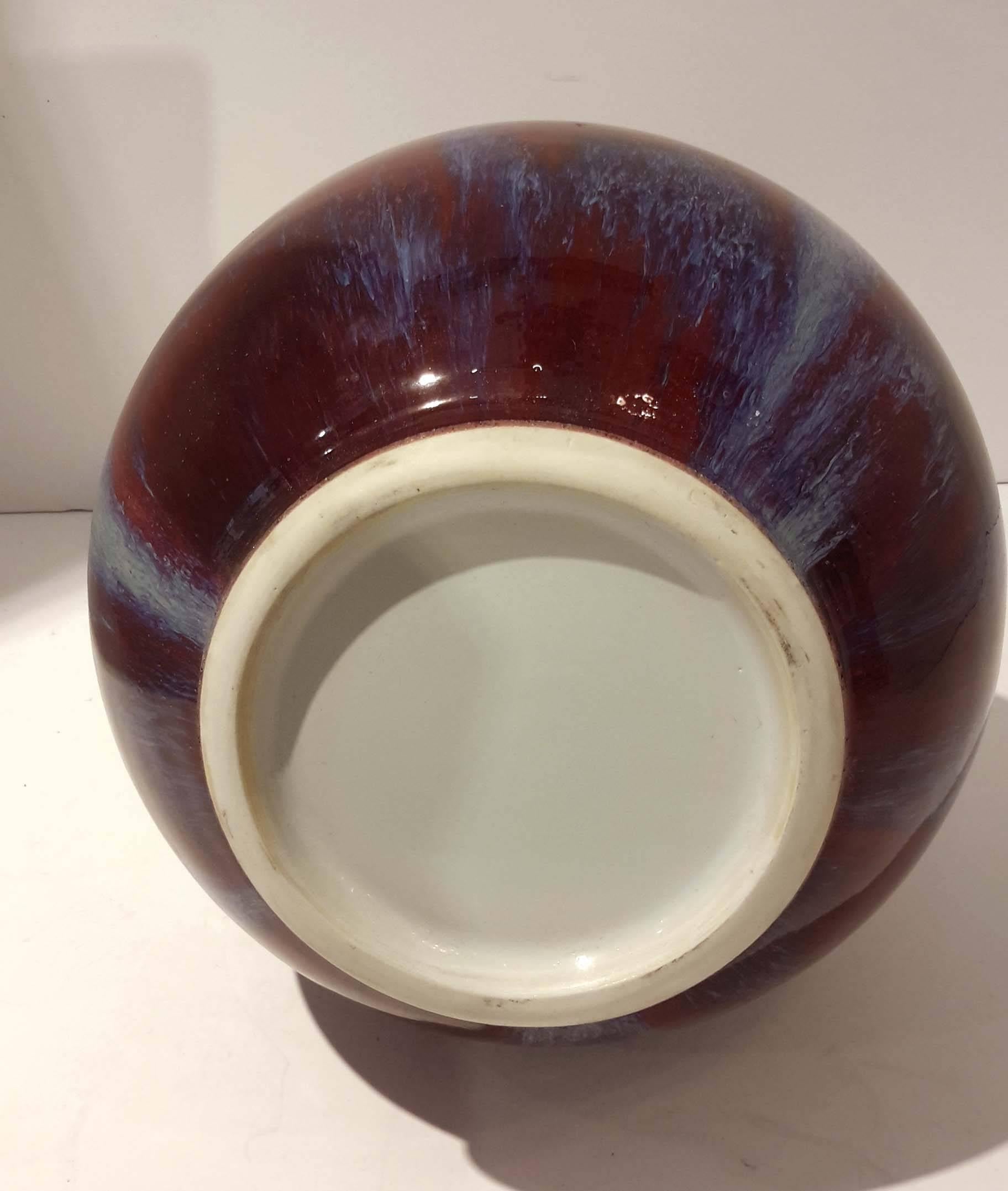 Chinese Ox Blood Flambe Glazed Porcelain Vase, circa 1900 2