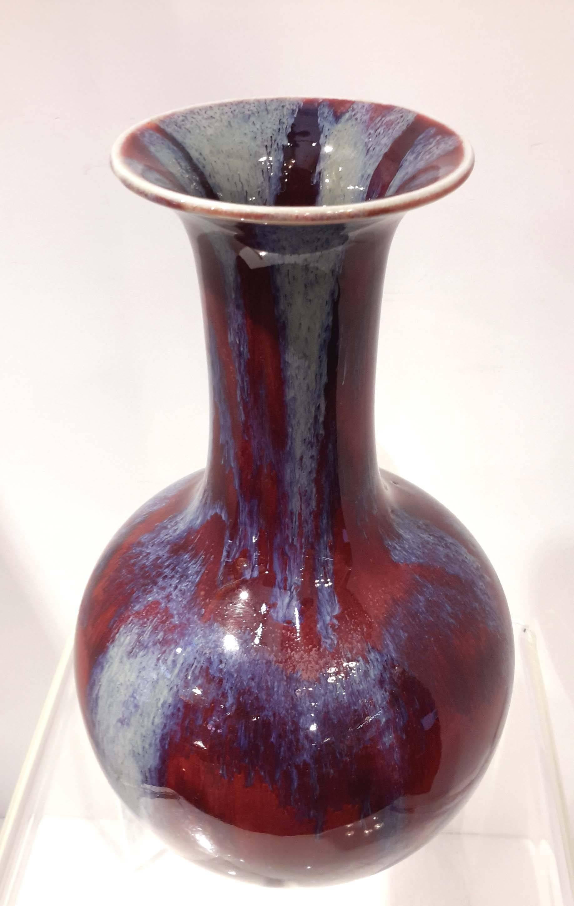 Chinese Export Chinese Ox Blood Flambe Glazed Porcelain Vase, circa 1900