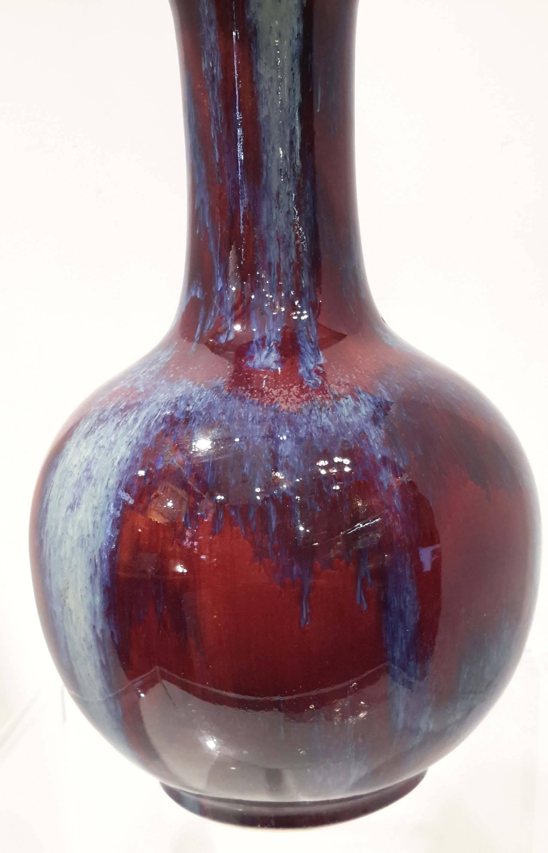 Early 20th Century Chinese Ox Blood Flambe Glazed Porcelain Vase, circa 1900
