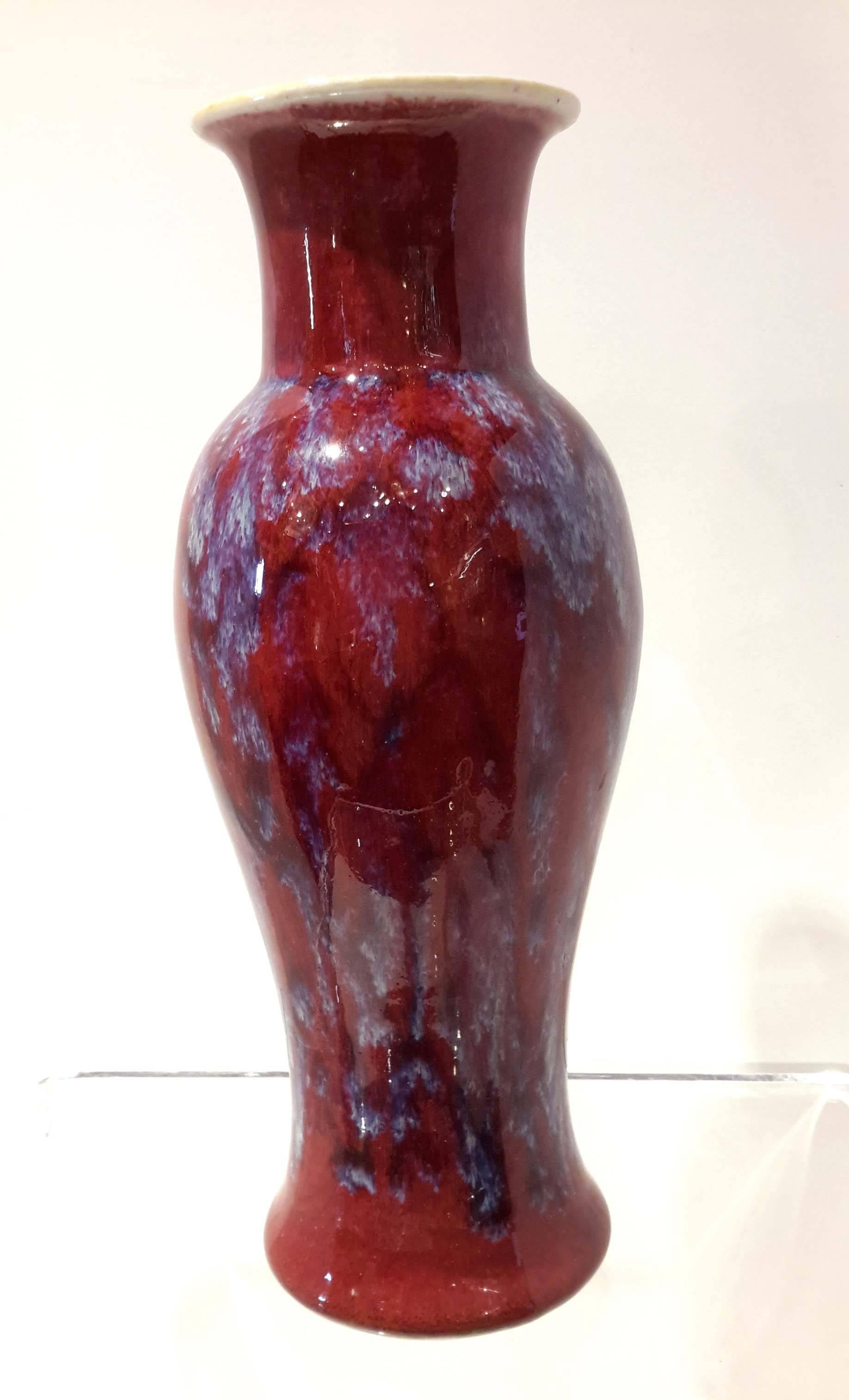 Chinese Flambe Glazed Porcelain Vase, Qing Dynasty In Good Condition In New York, NY