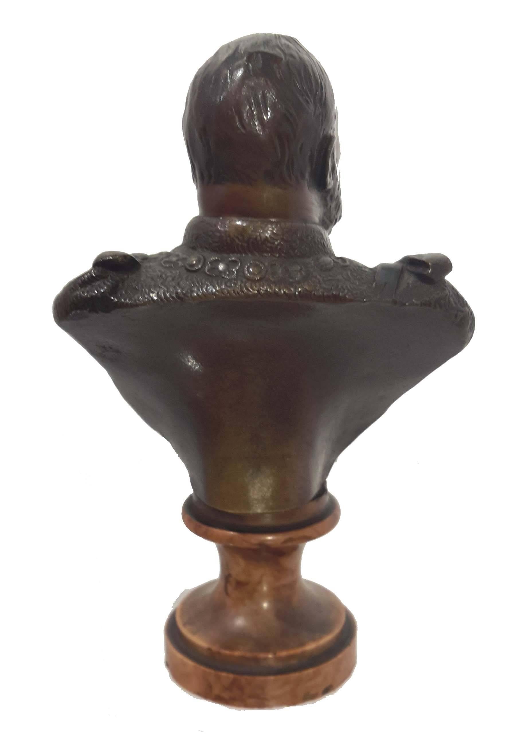 Patinated Bronze Bust of King George V on Marble Base, 19th Century