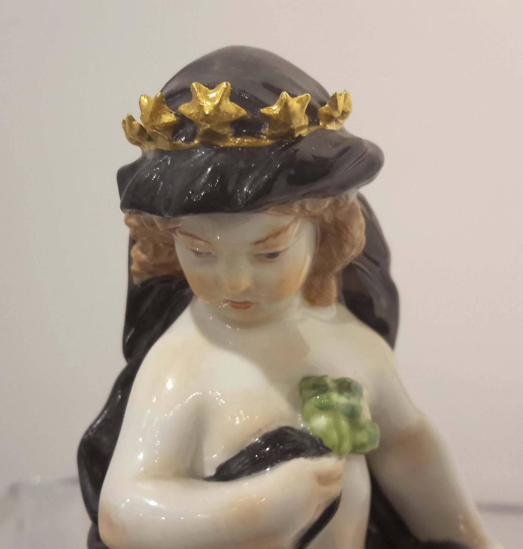 Glazed Pair of First Quality Meissen Figures of Night and Day, 19th Century