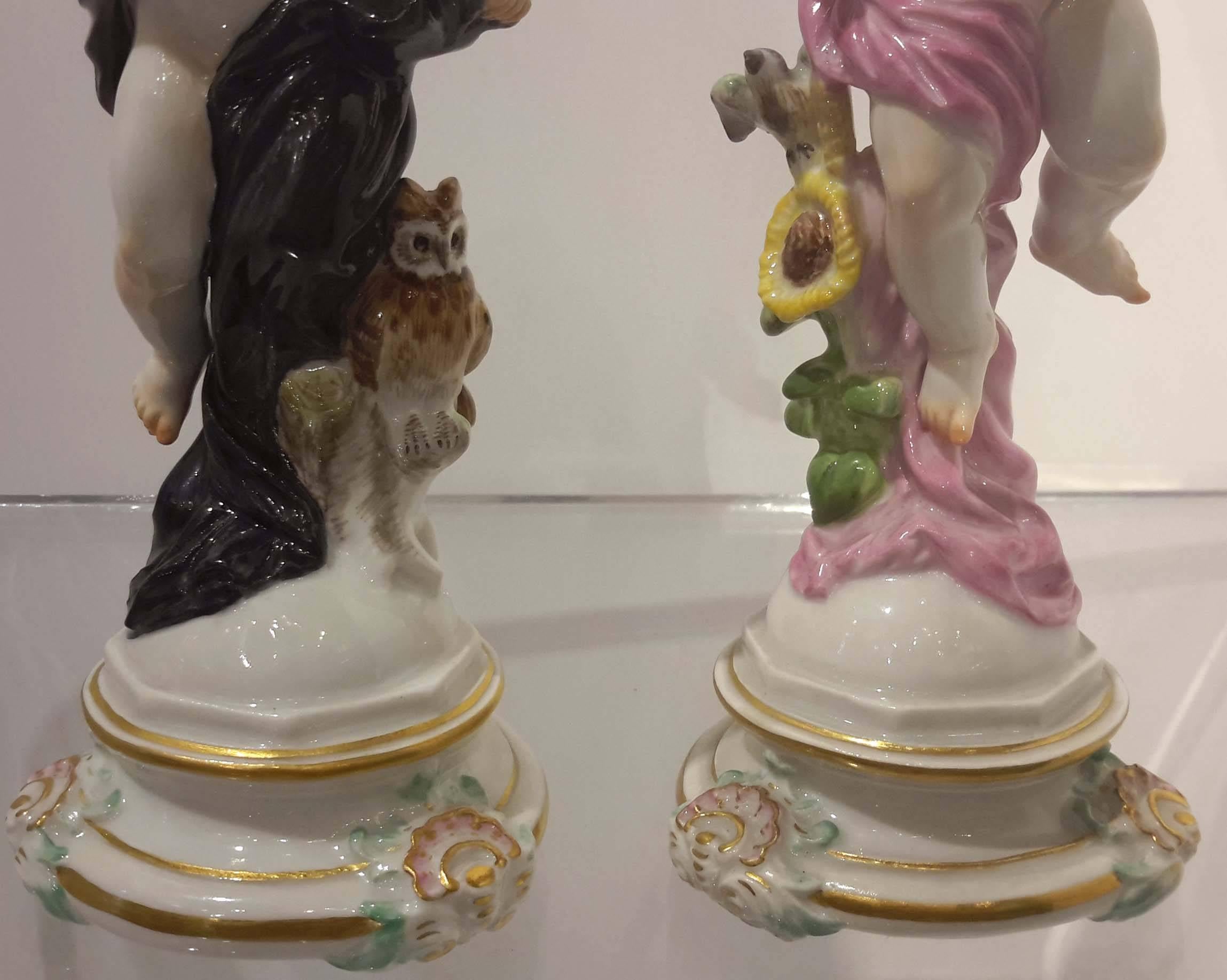Pair of First Quality Meissen Figures of Night and Day, 19th Century 1