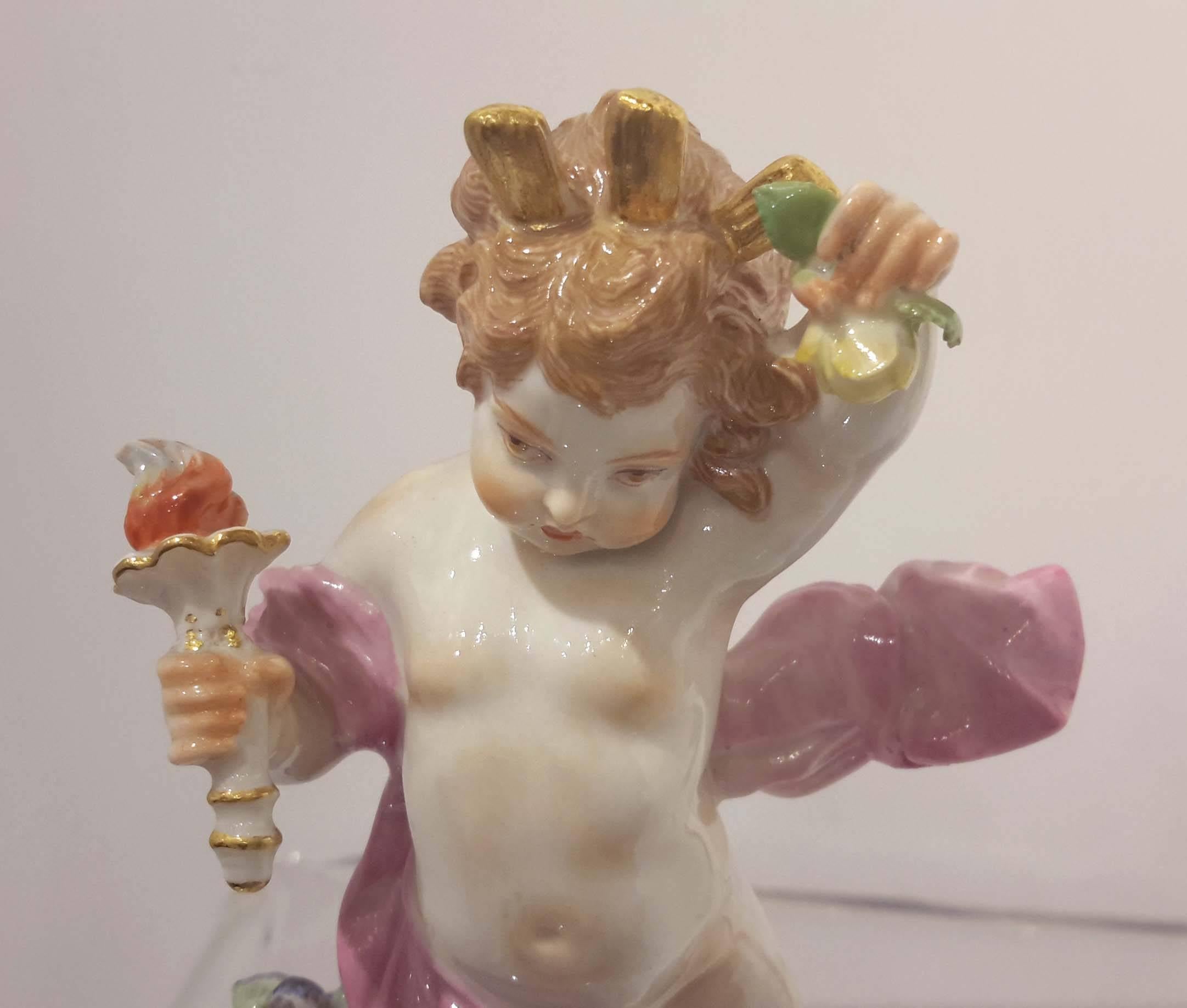 Pair of First Quality Meissen Figures of Night and Day, 19th Century In Good Condition In New York, NY
