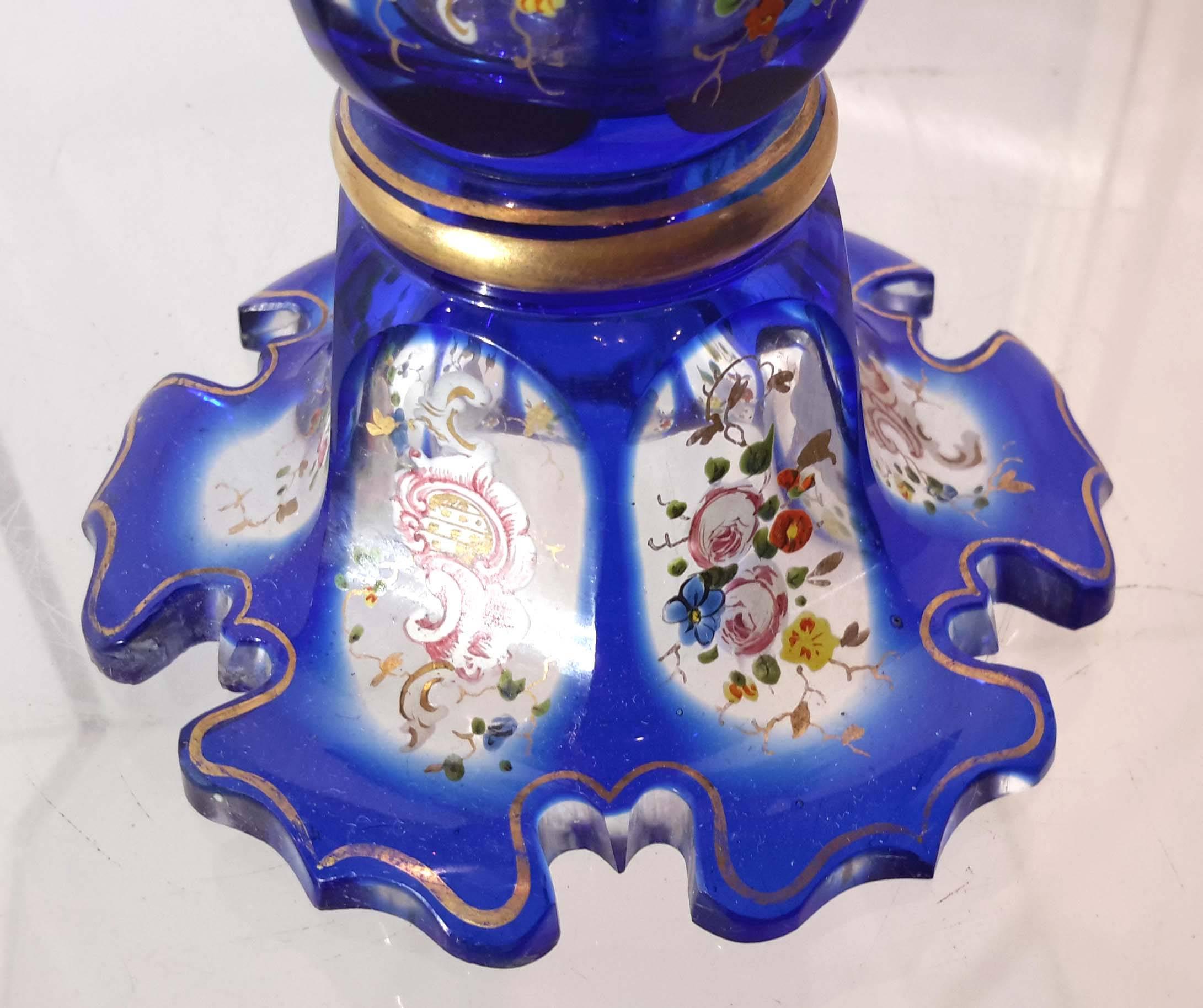 Bohemian Overlay Enamel Glass Vase, circa 1860 2