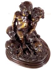Claude Michel Clodion, Bronze Group , Baby Bacchus & Panther, 19th Century