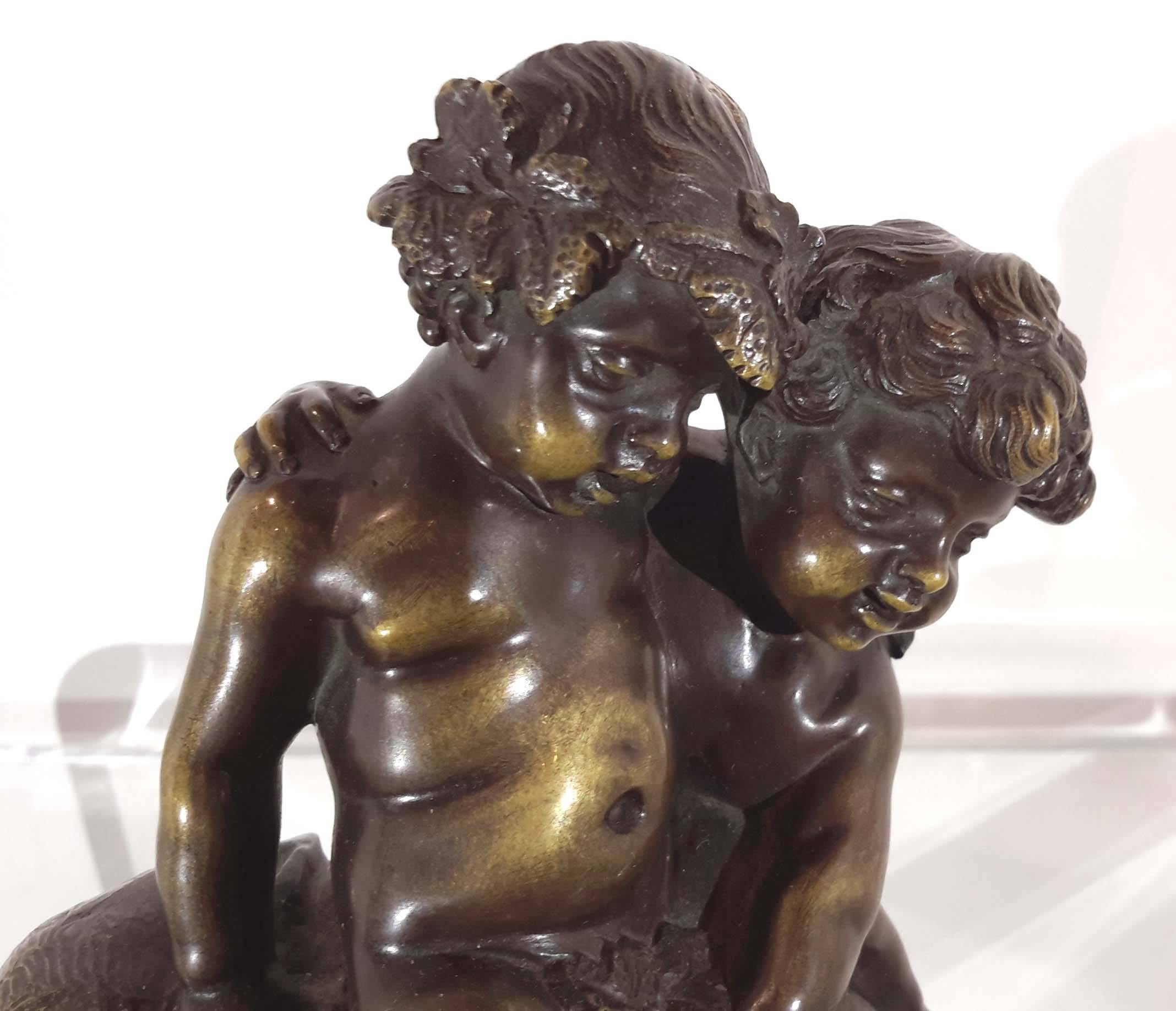 Claude Michel Clodion, Bronze Group , Baby Bacchus & Panther, 19th Century 1