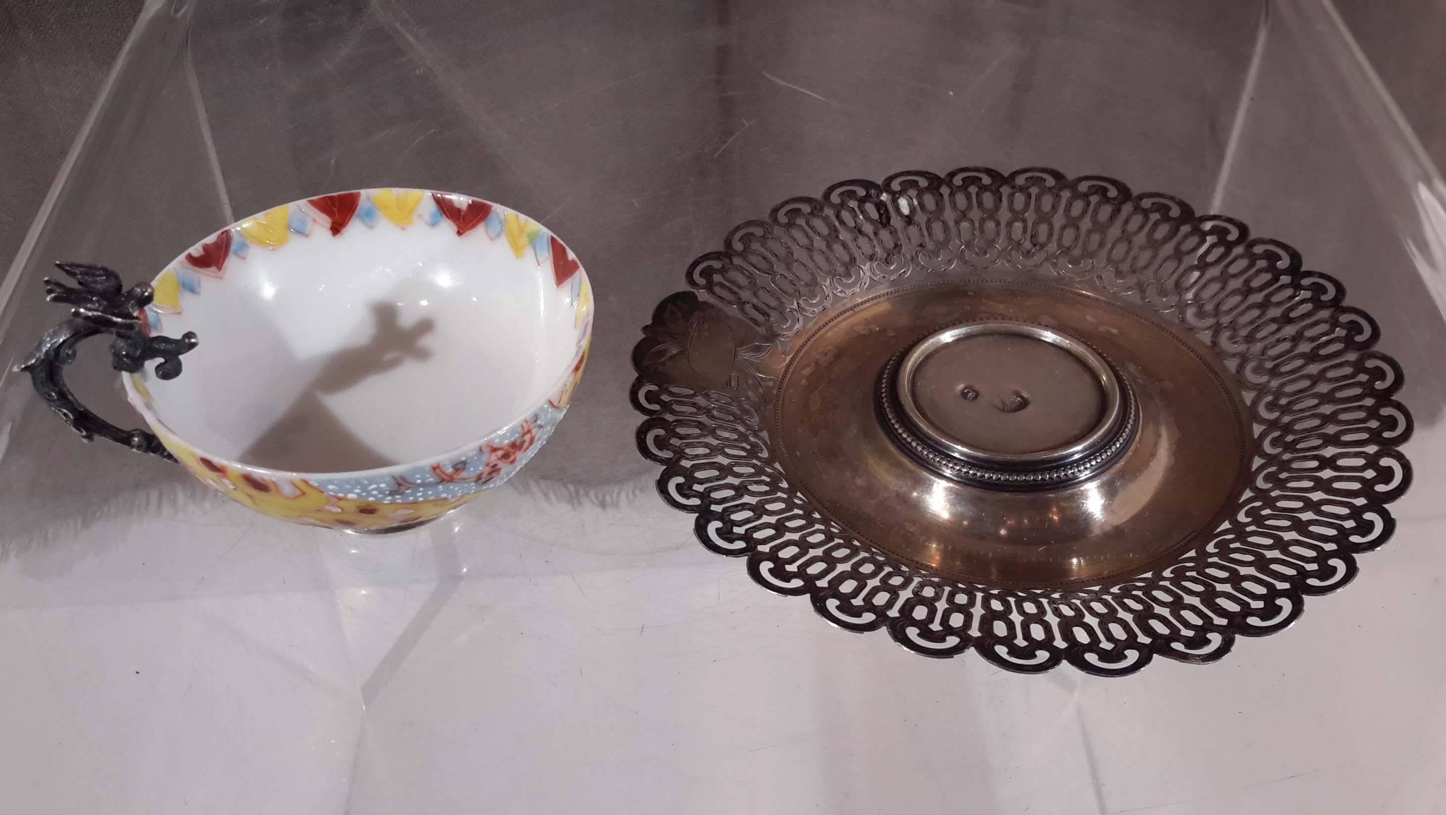 Turkish Rare Ottoman Silver Coffee Cup & Saucer, 19th Century