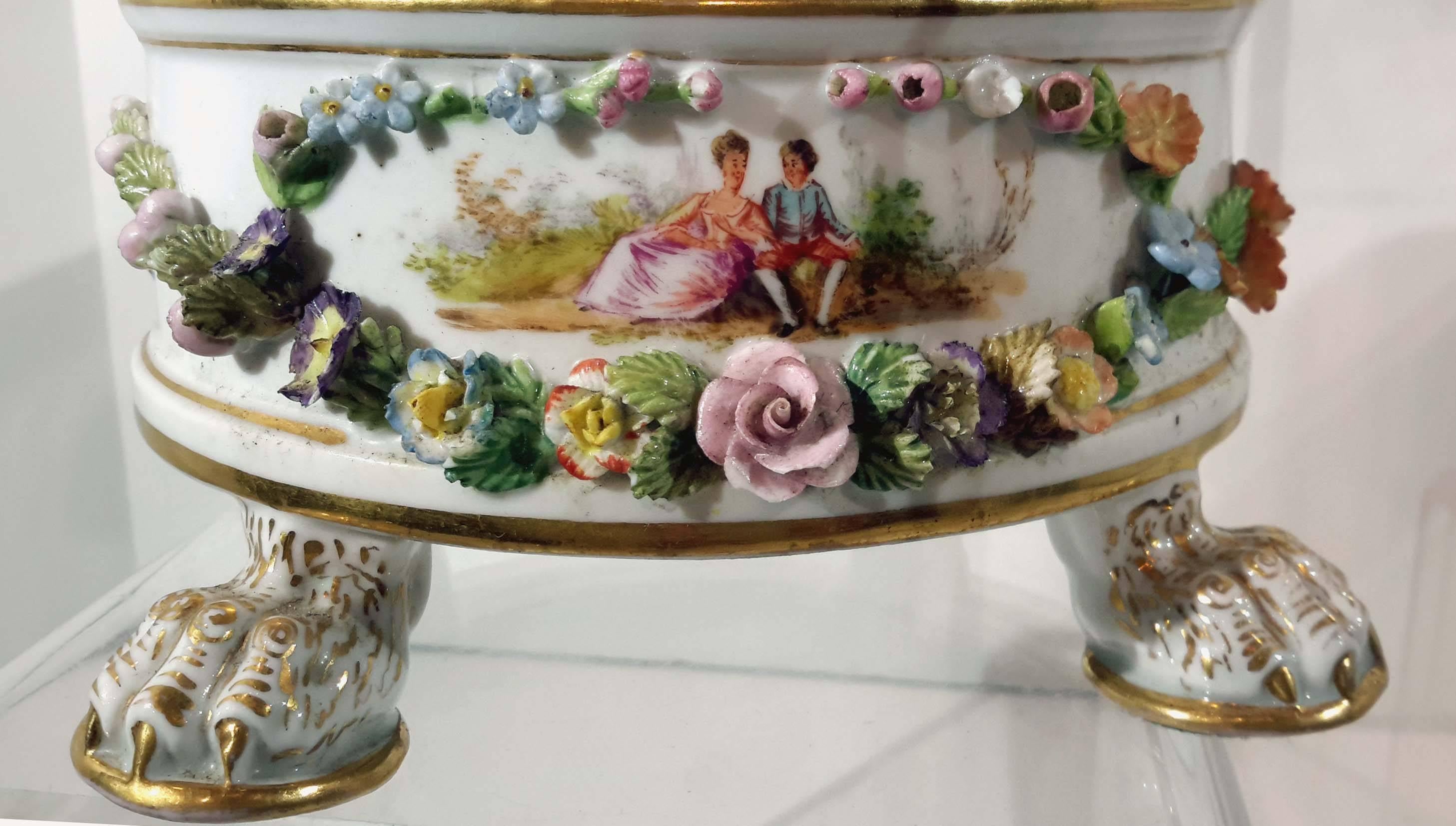 Pair of Highly Decorated Carl Thieme Dresden Porcelain Vases, 19th Century For Sale 3