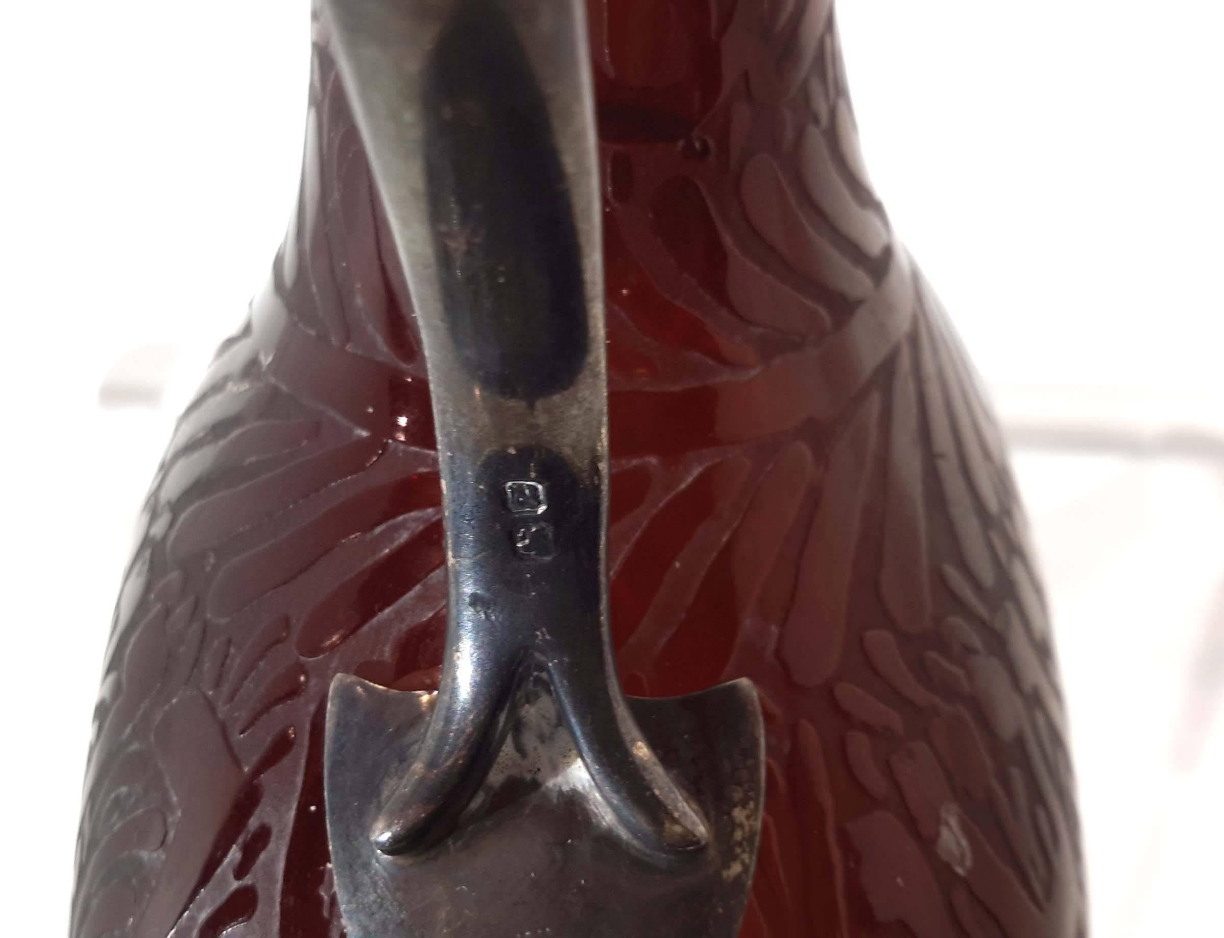 Rare Engraved Glass Judaic Sabbath Wine Jug, 19th Century 3