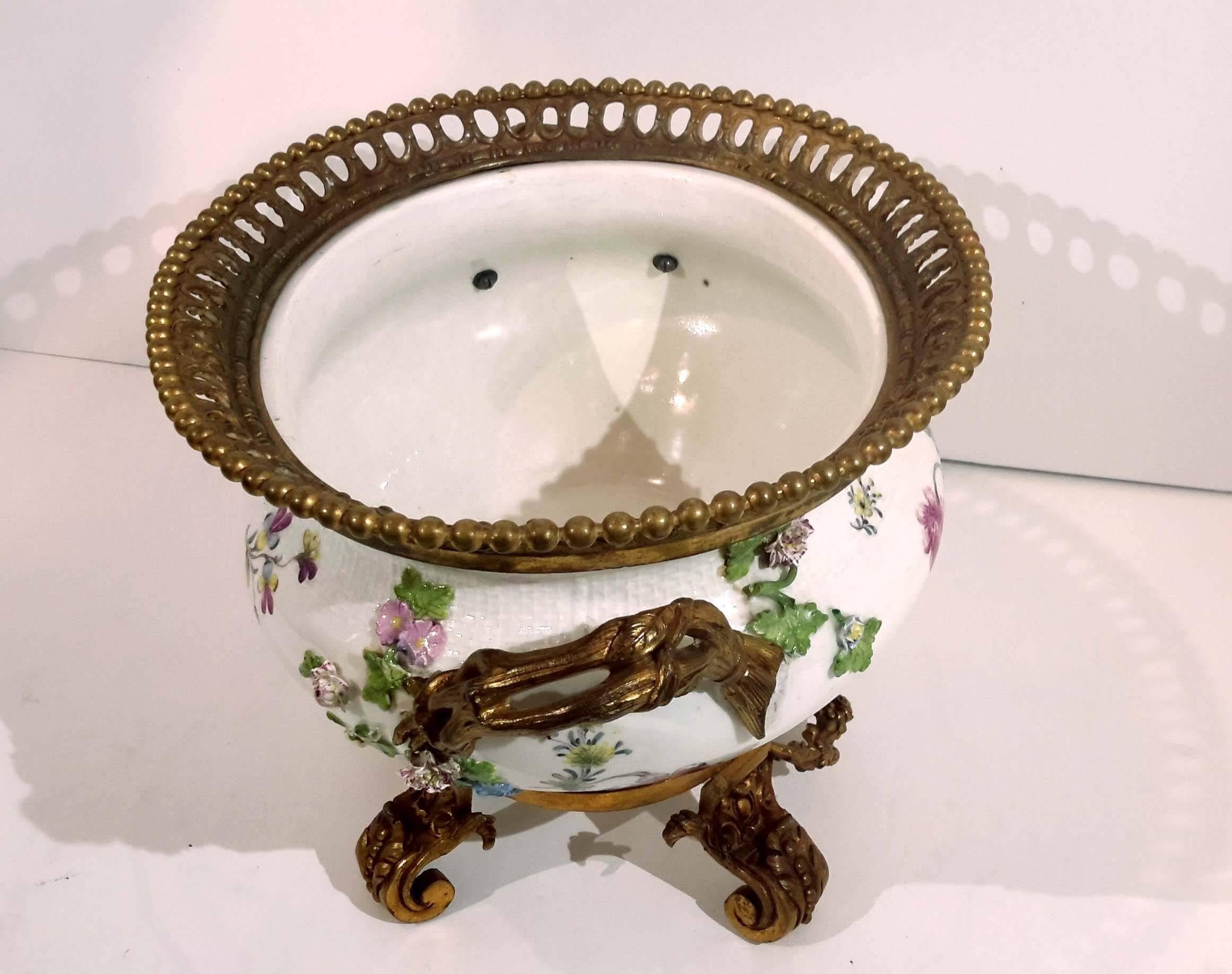 German Ormolu-Mounted Meissen Porcelain Centerpiece, circa 1780 For Sale