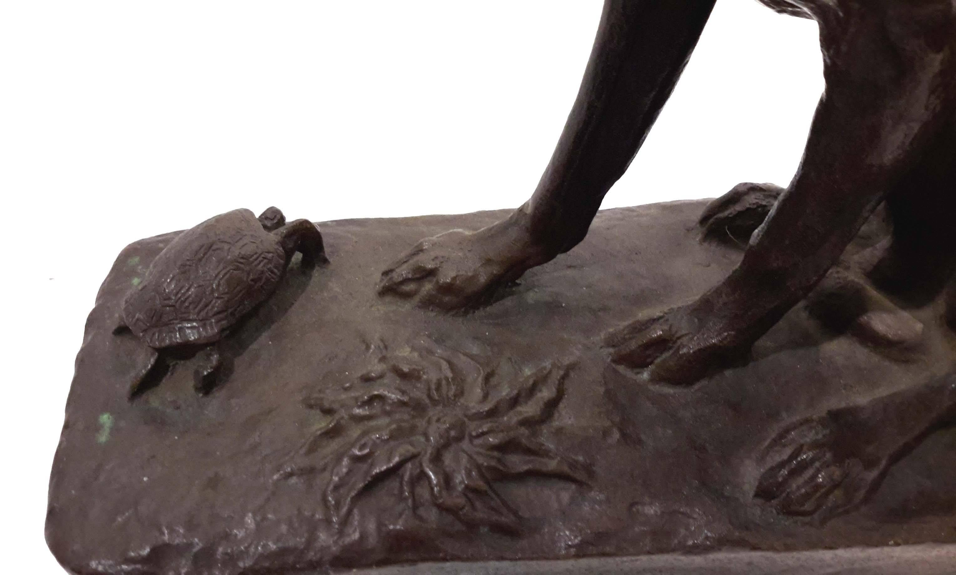 Antoine Louis Barye, Bronze Sculpture of Hound Dog and Tortoise, 19th Century 1