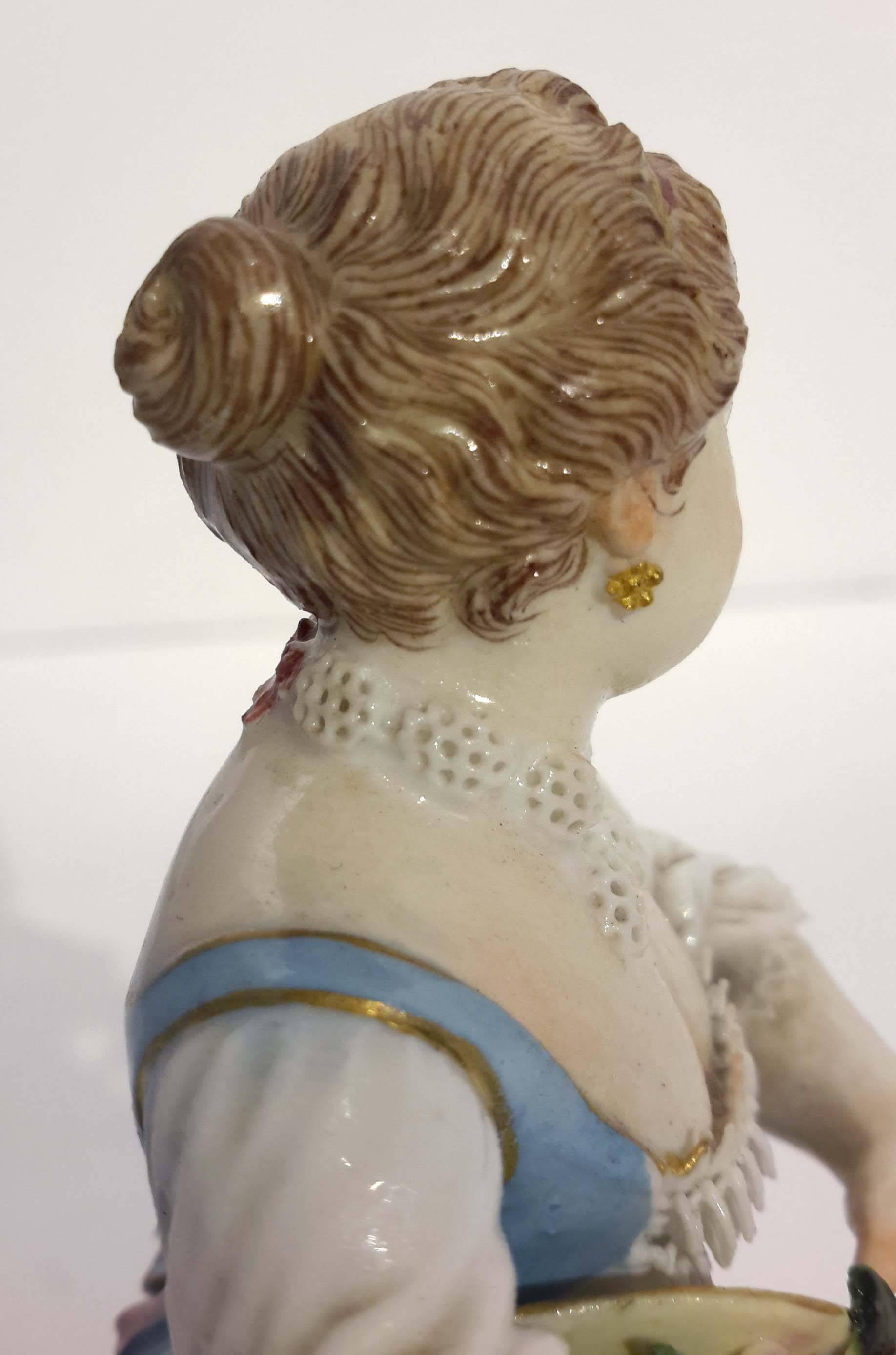 Meissen Porcelain Figure of Girl with Flowers, 19th Century 2