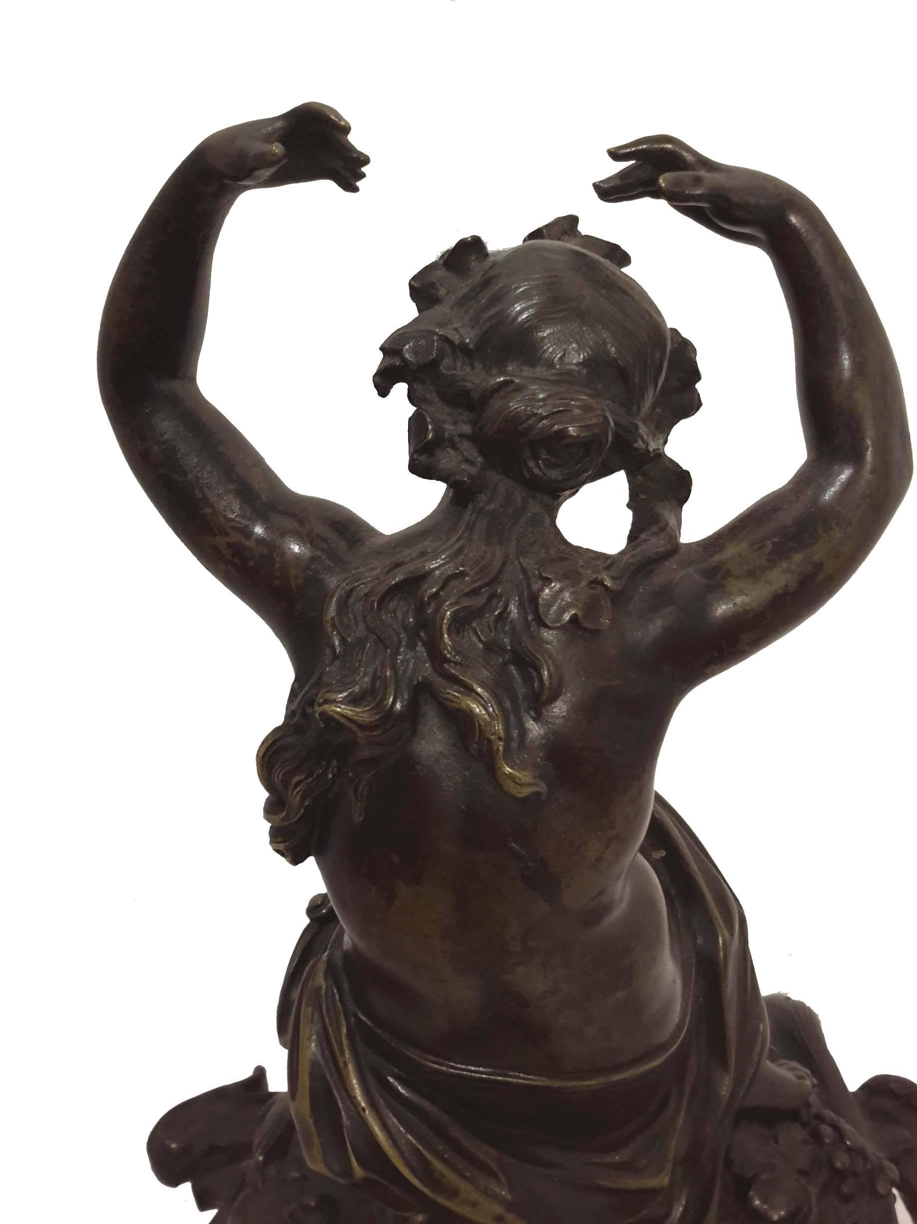 Patinated Attributed to Claude Michel Clodion, Bronze Figure of Bacchante, 19th Century