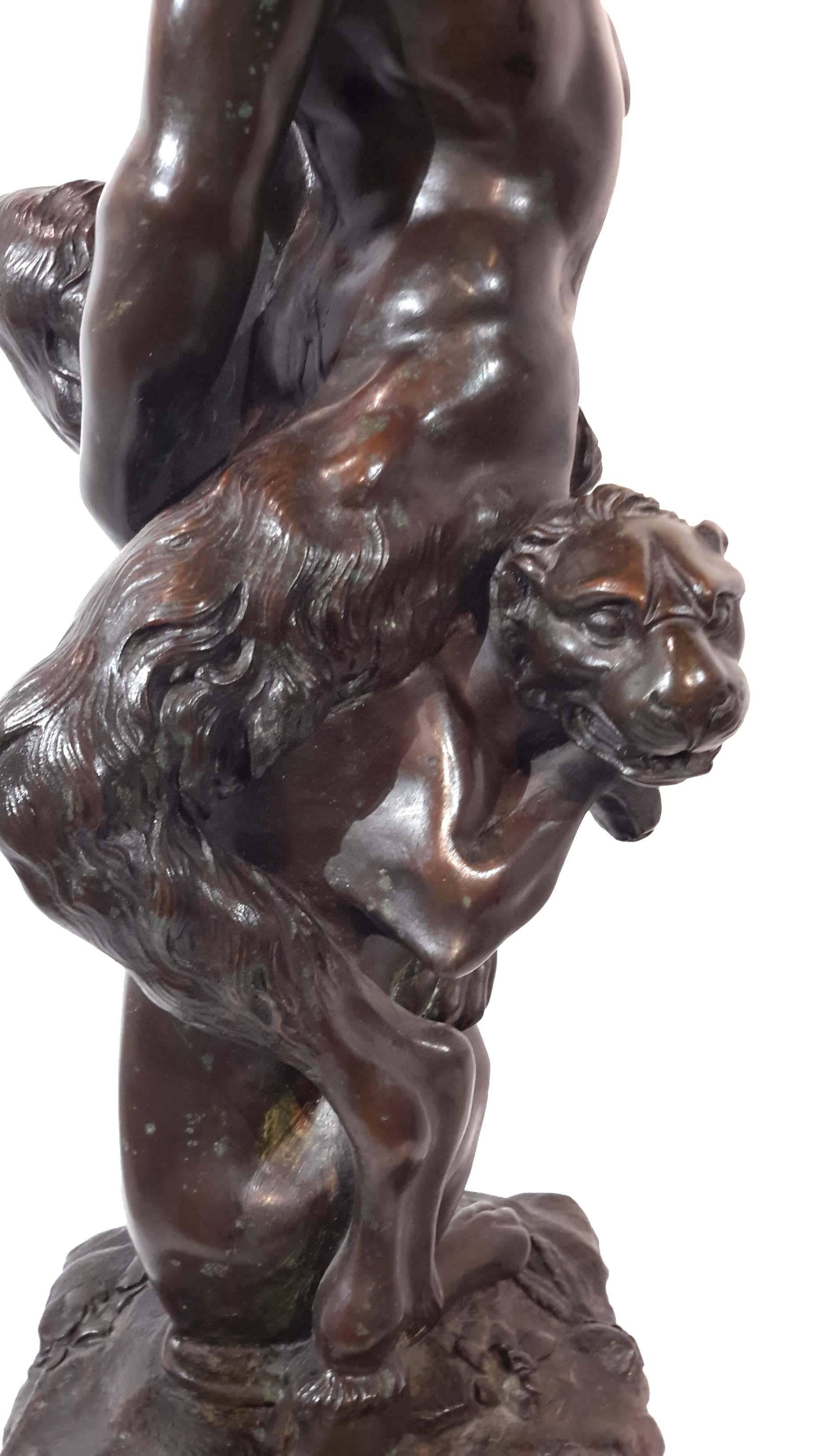 E.F. Caldwell Bronze Lamp Base Depicting Bacchus and Panther, 19th Century For Sale 3