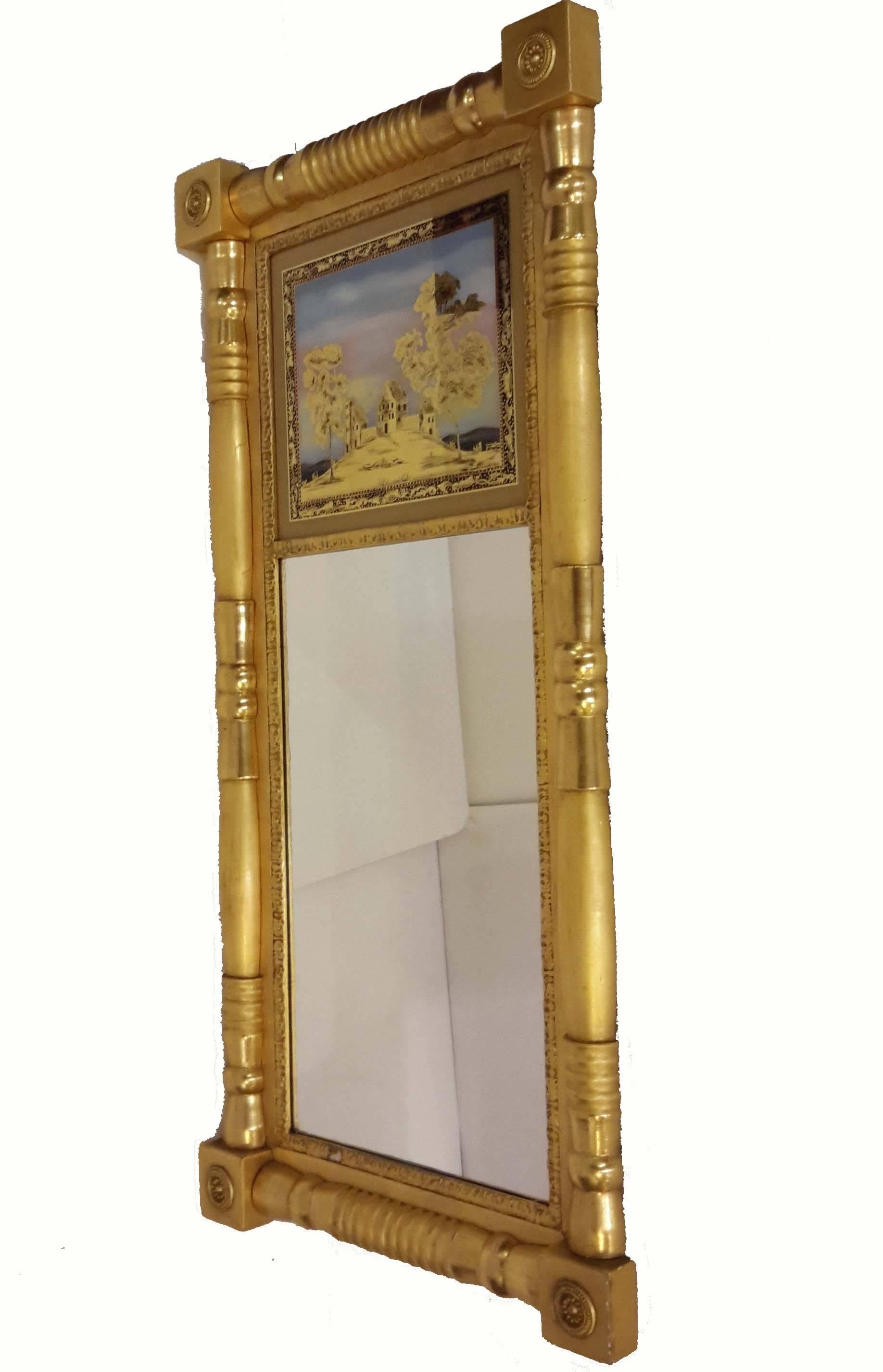 Federal Gilt-Gesso Split-Baluster Mirror, American, 19th Century In Good Condition For Sale In New York, NY