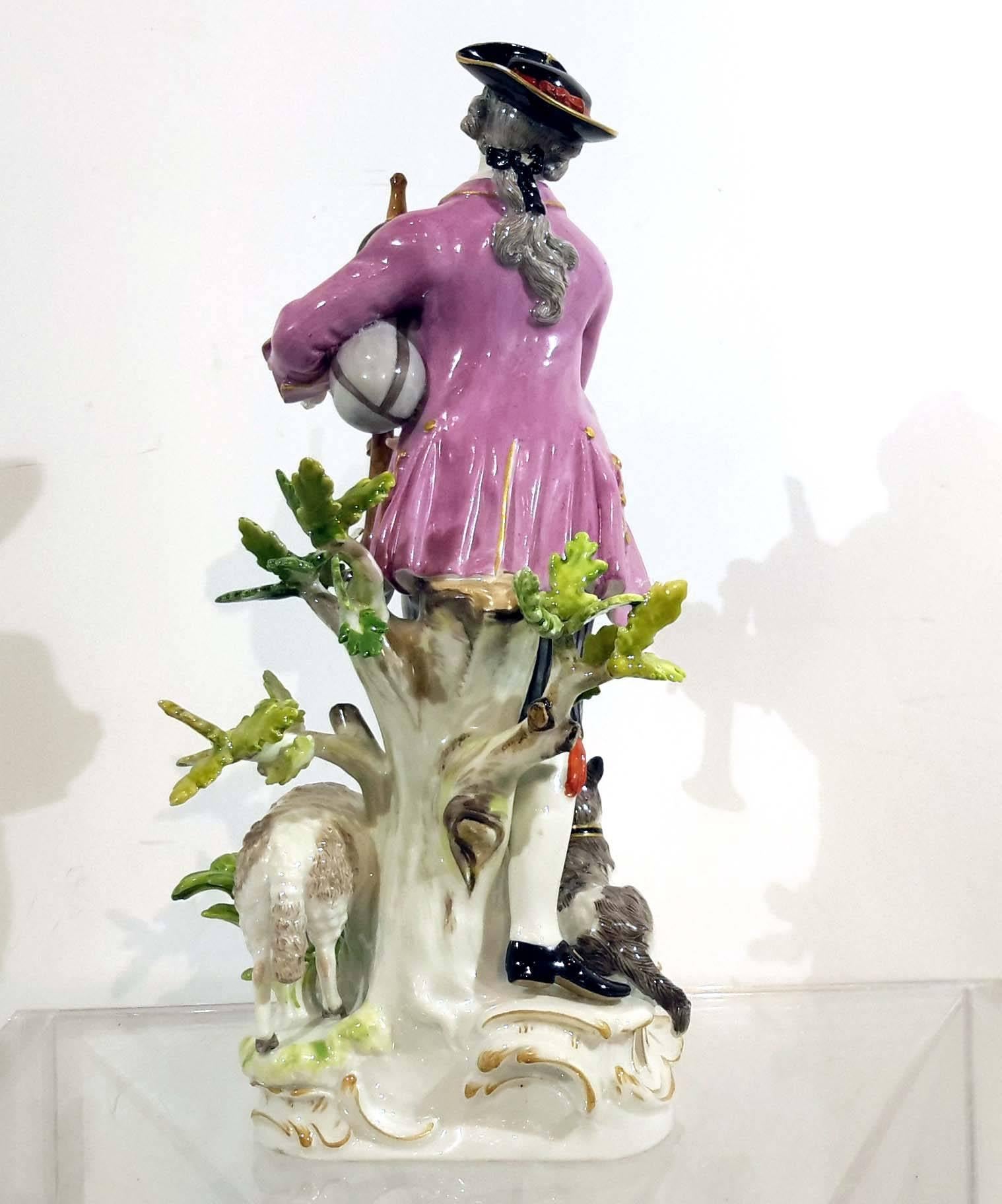 Baroque Revival Meissen Porcelain Group of Shepherd with Bagpipe, 19th Century