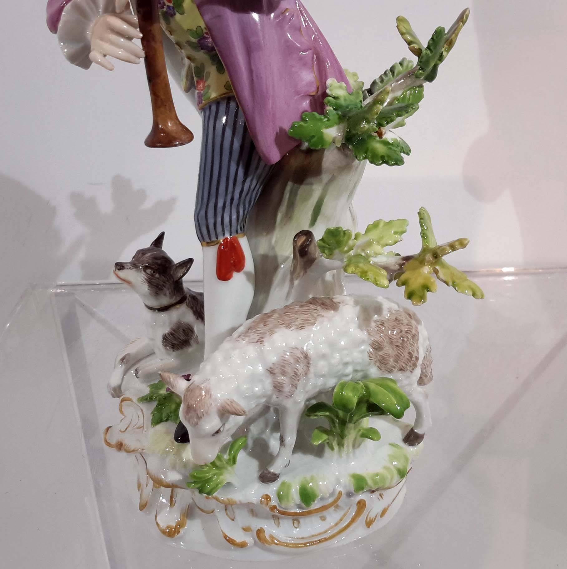 Meissen Porcelain Group of Shepherd with Bagpipe, 19th Century 1