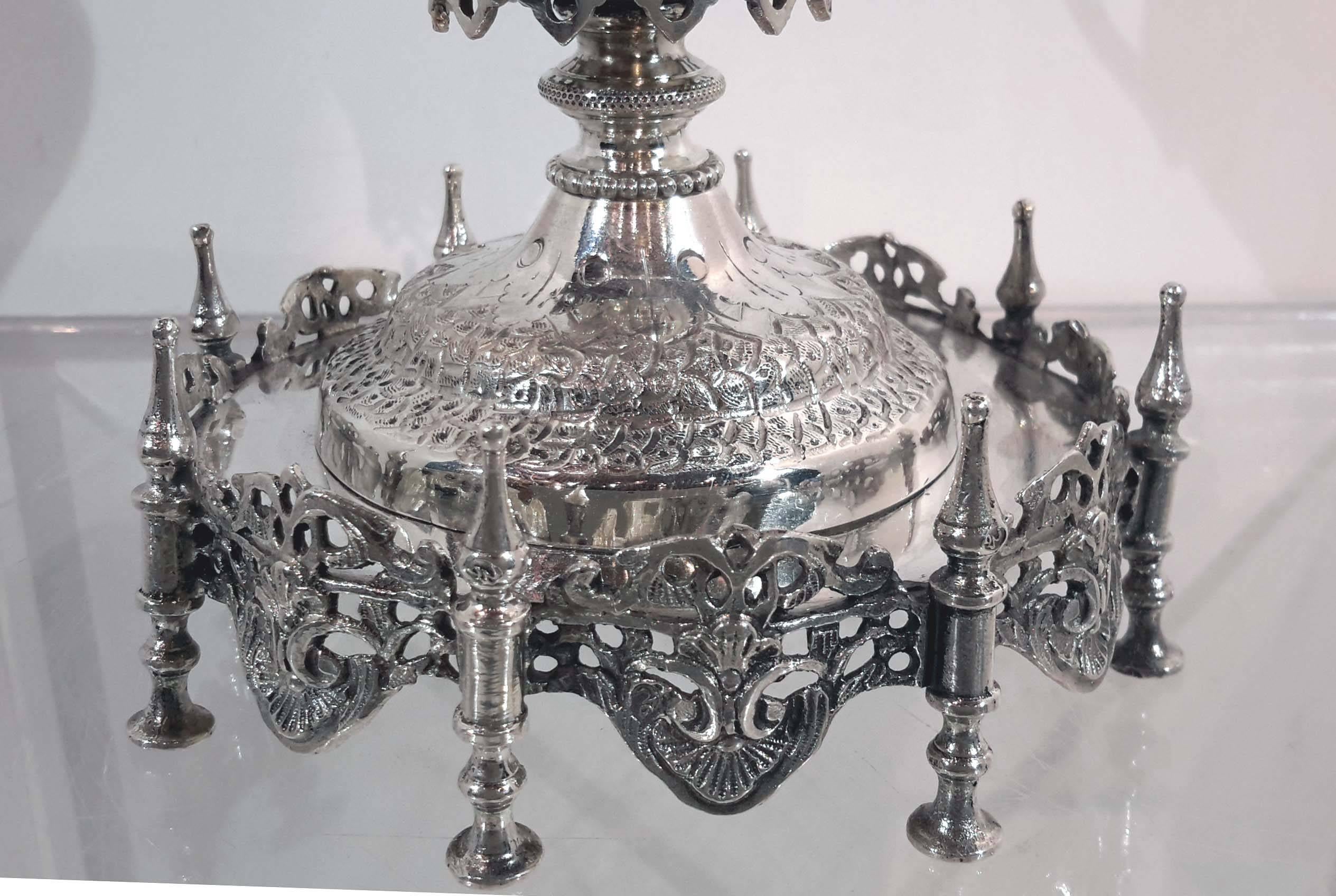 Pair of Ottoman Silver Spice & Rosewater Containers, Turkey, 19th Century In Good Condition In New York, NY