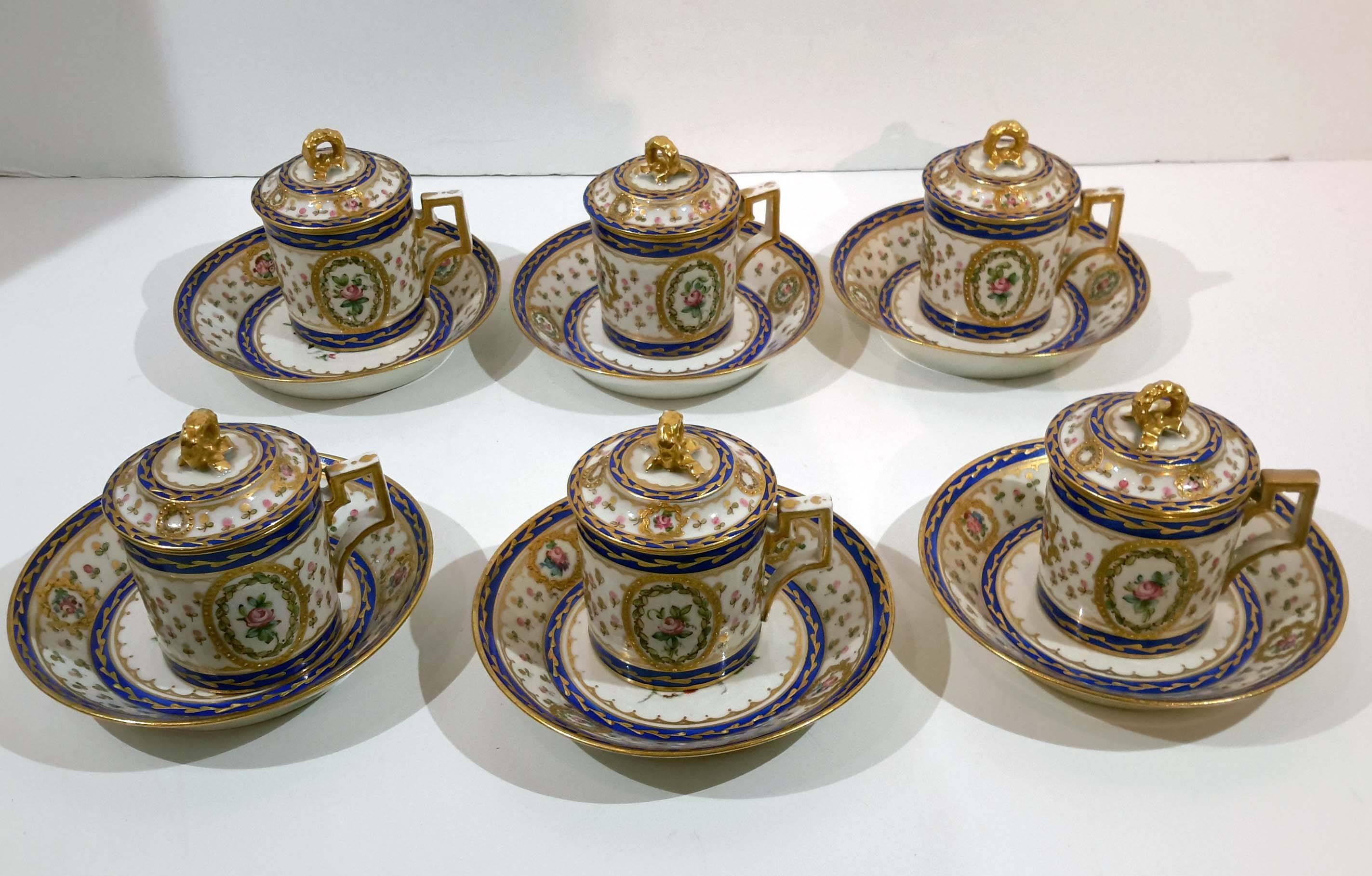 French Magnificent Madame de Pompadour Porcelain Tea and Coffee Set, circa 1860