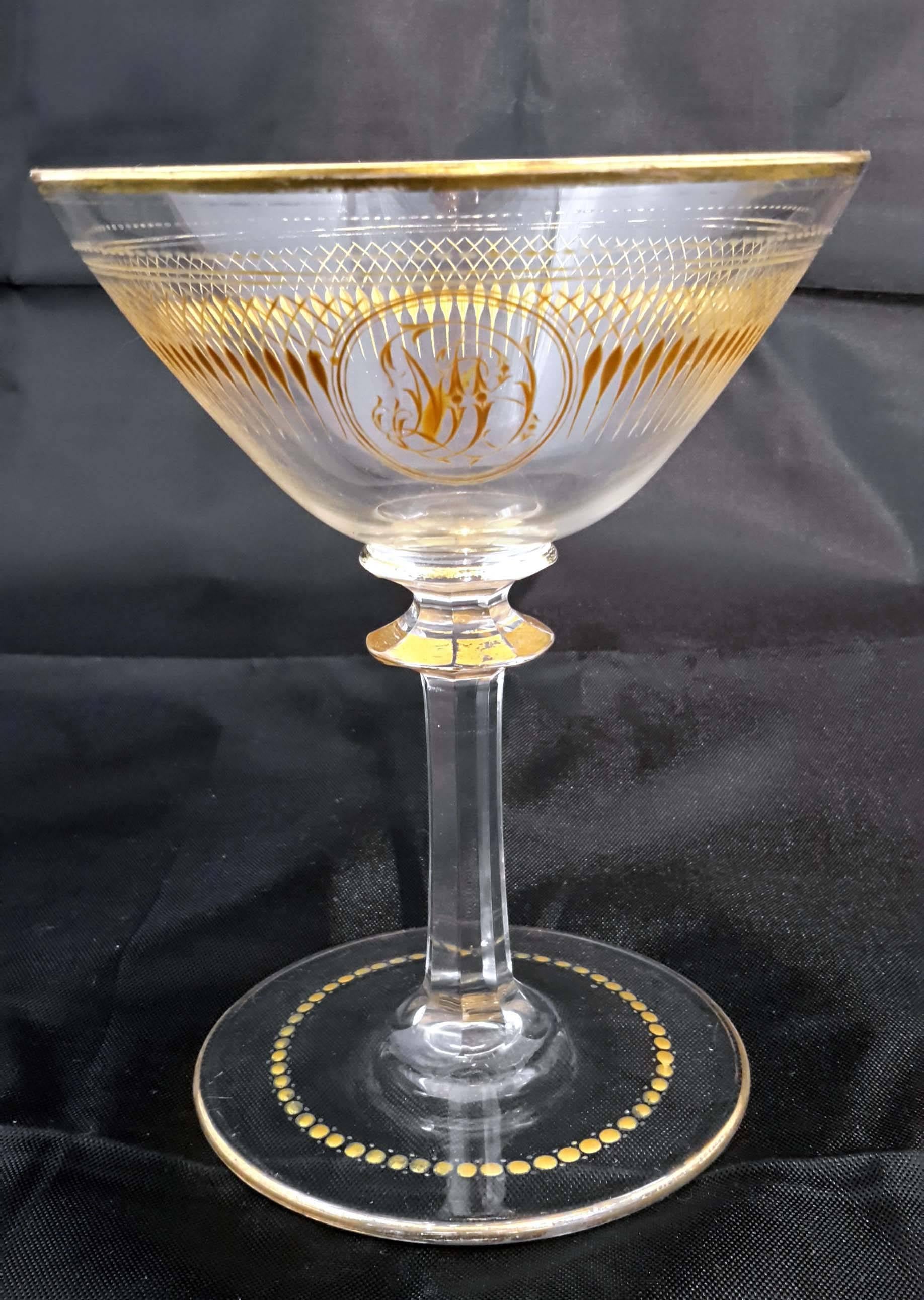Early 20th Century 21 Pieces Antique Attributed to St. Louis Crystal Stemware