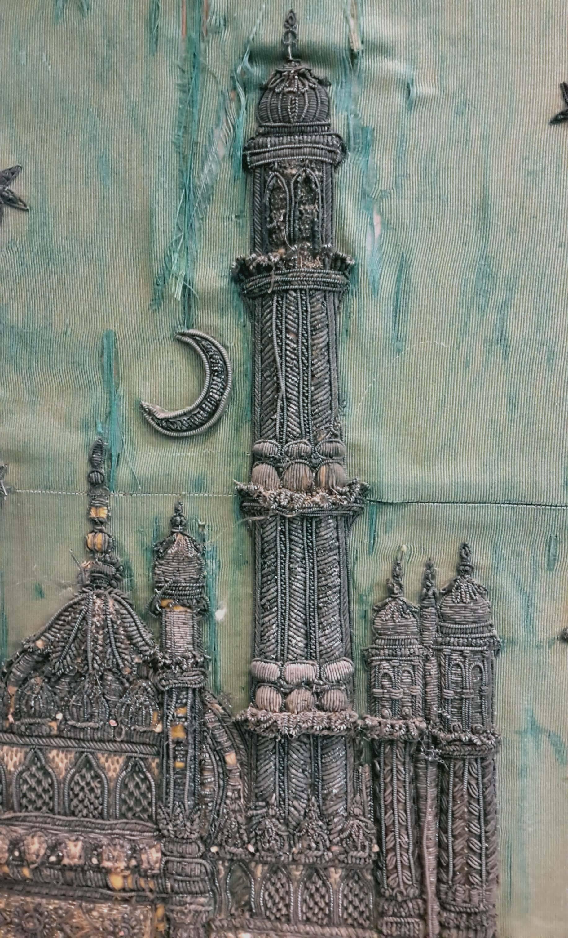 Superb Turkish Silver Embroidered Textile of Islamic Mosque 3