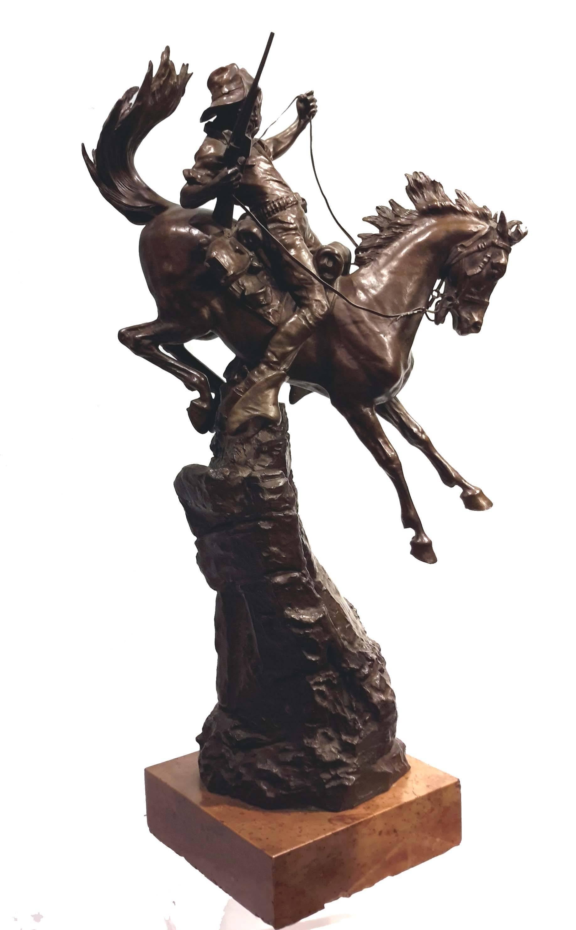 Original great quality cast bronze with brown patina. Signed C. Kauba and stamped Austria. On marble base, circa 1890. 

 
Marble base: high 3 inches
Figure: high 29 inches
Overall 32 inches
Width 16 inches.