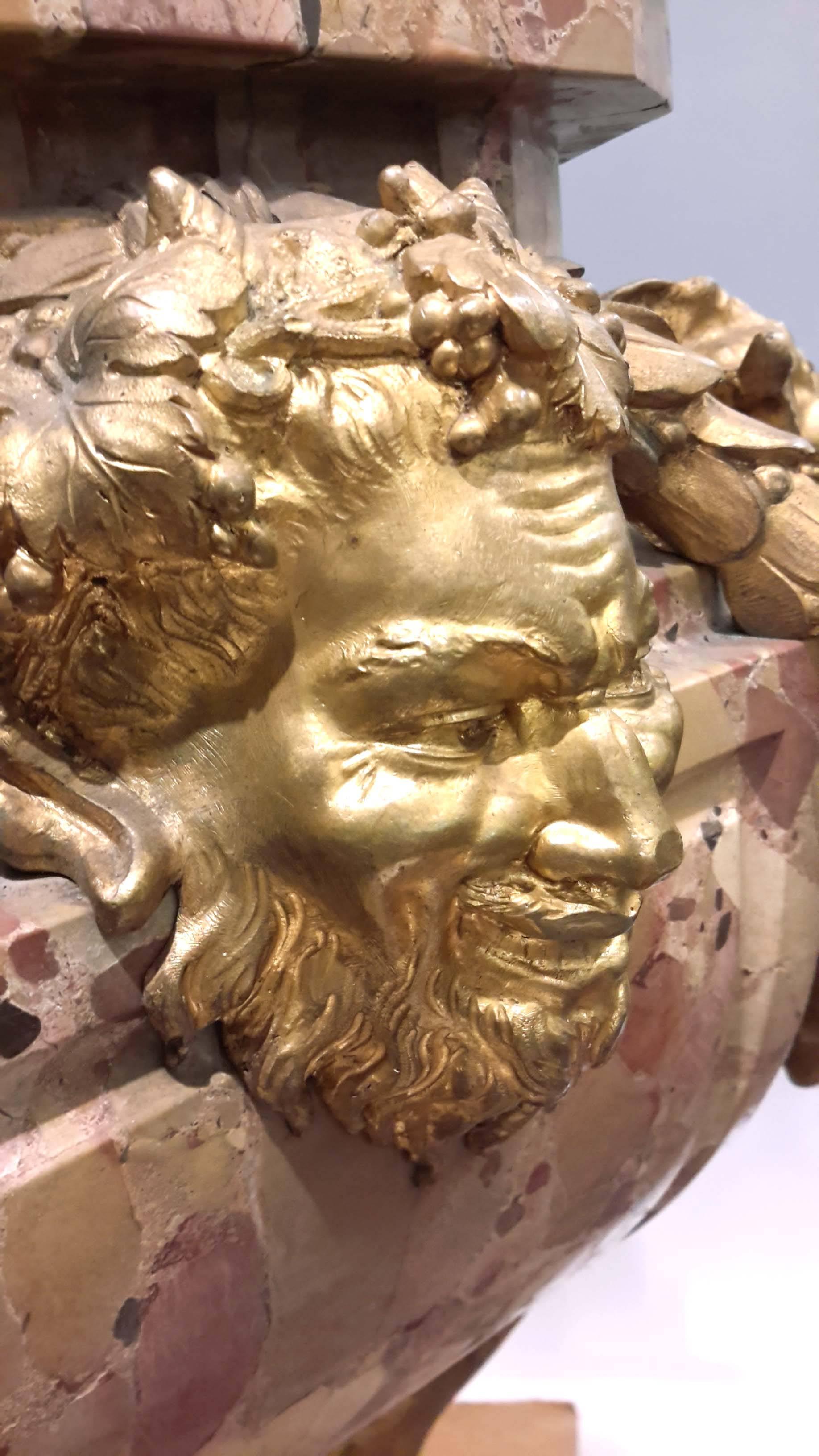 Monumental Antique Gilt Bronze Mounted Breche D'Alep Marble Jardinière In Good Condition In New York, NY