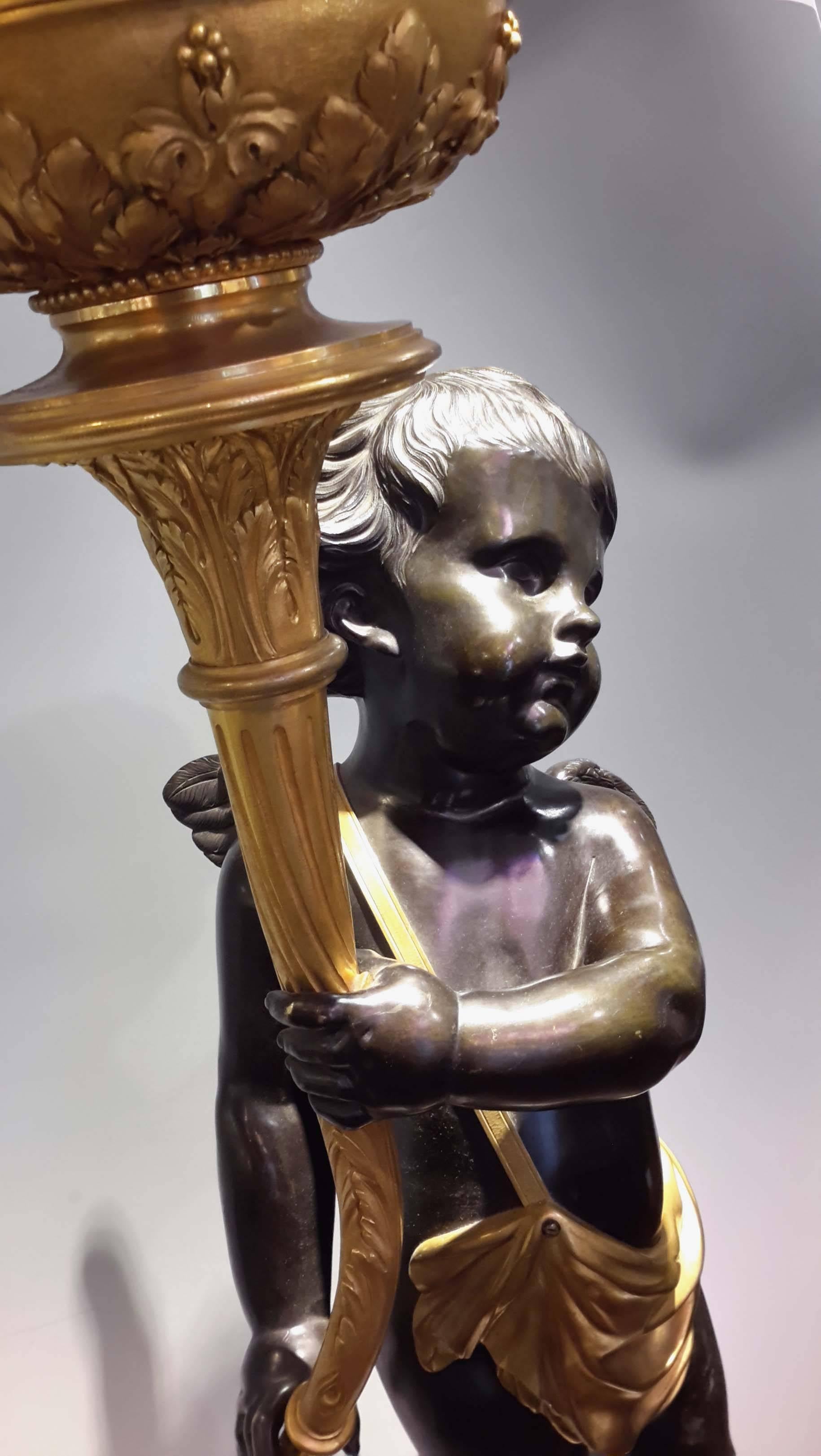 French Monumental Figural Torchiere by Henri Vian For Sale