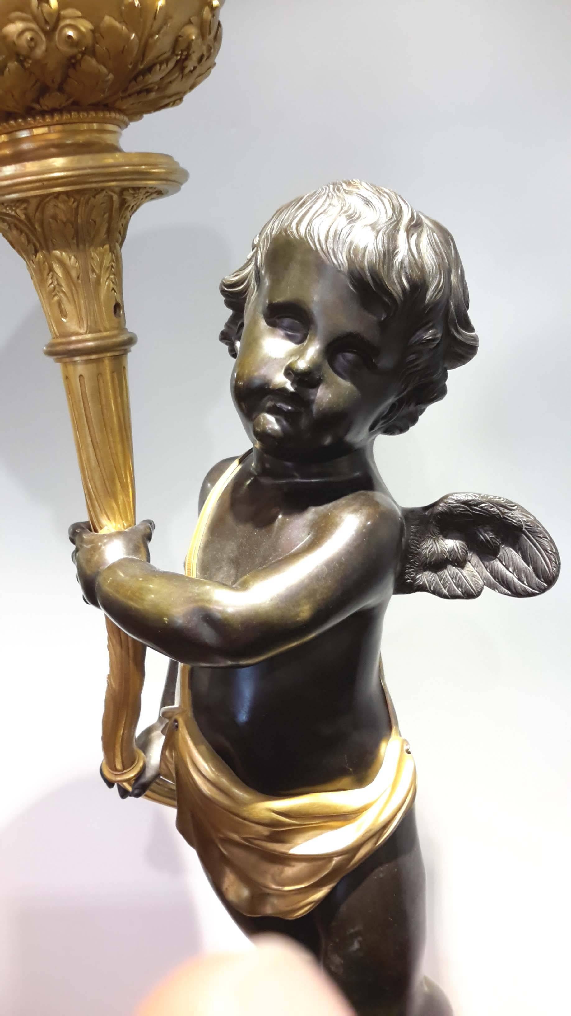 Belle Époque Monumental Figural Torchiere by Henri Vian For Sale