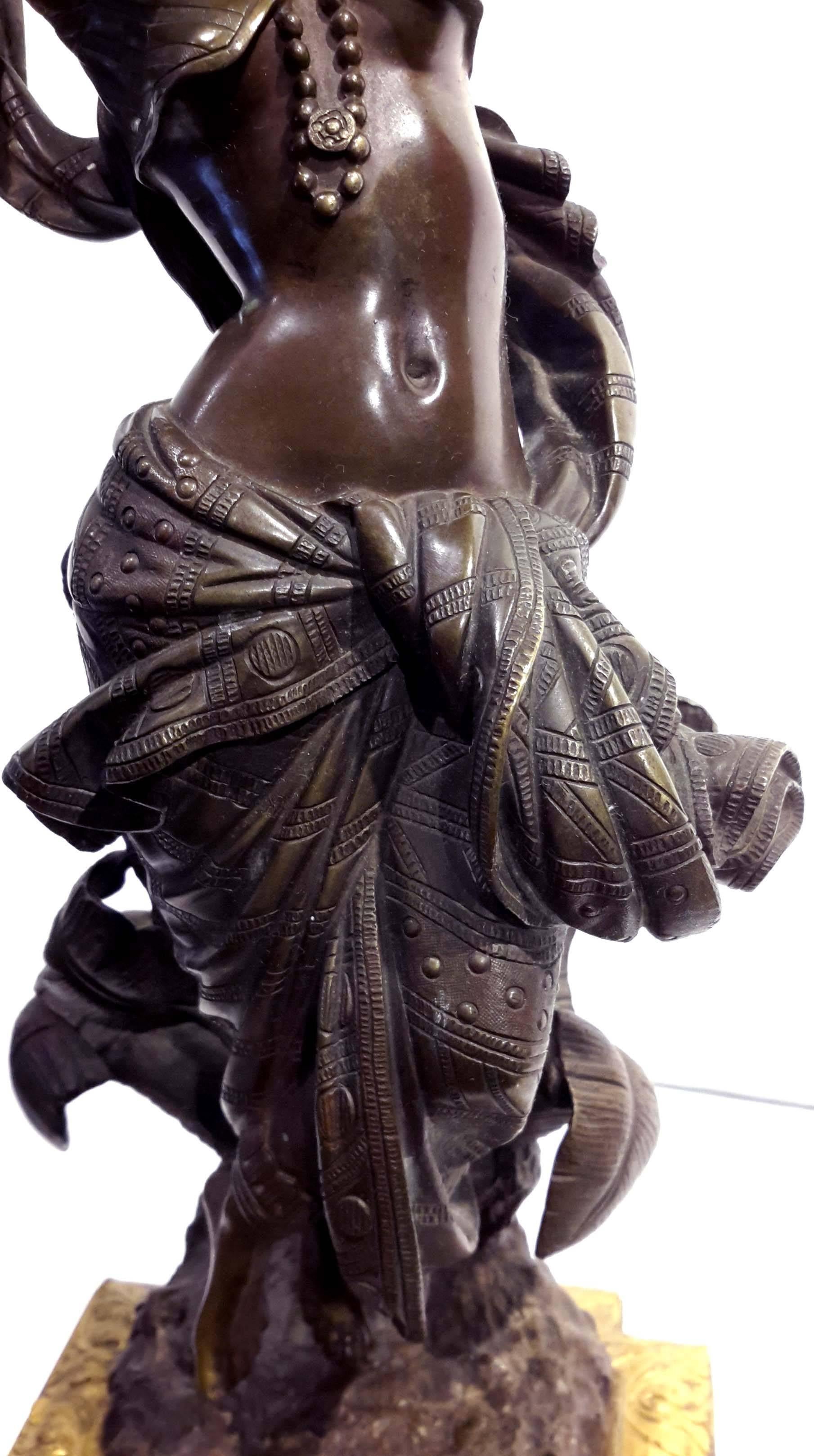 French Bronze Sculpture of Indian Dancer, 19th Century For Sale 1