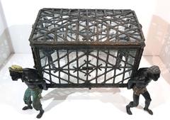 Rare Vienna Bronze Polychromed Figural Tantalus or Box