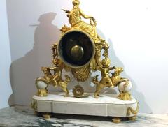 Important Gilt Bronze and Marble Mantel Clock Louis XVI Period
