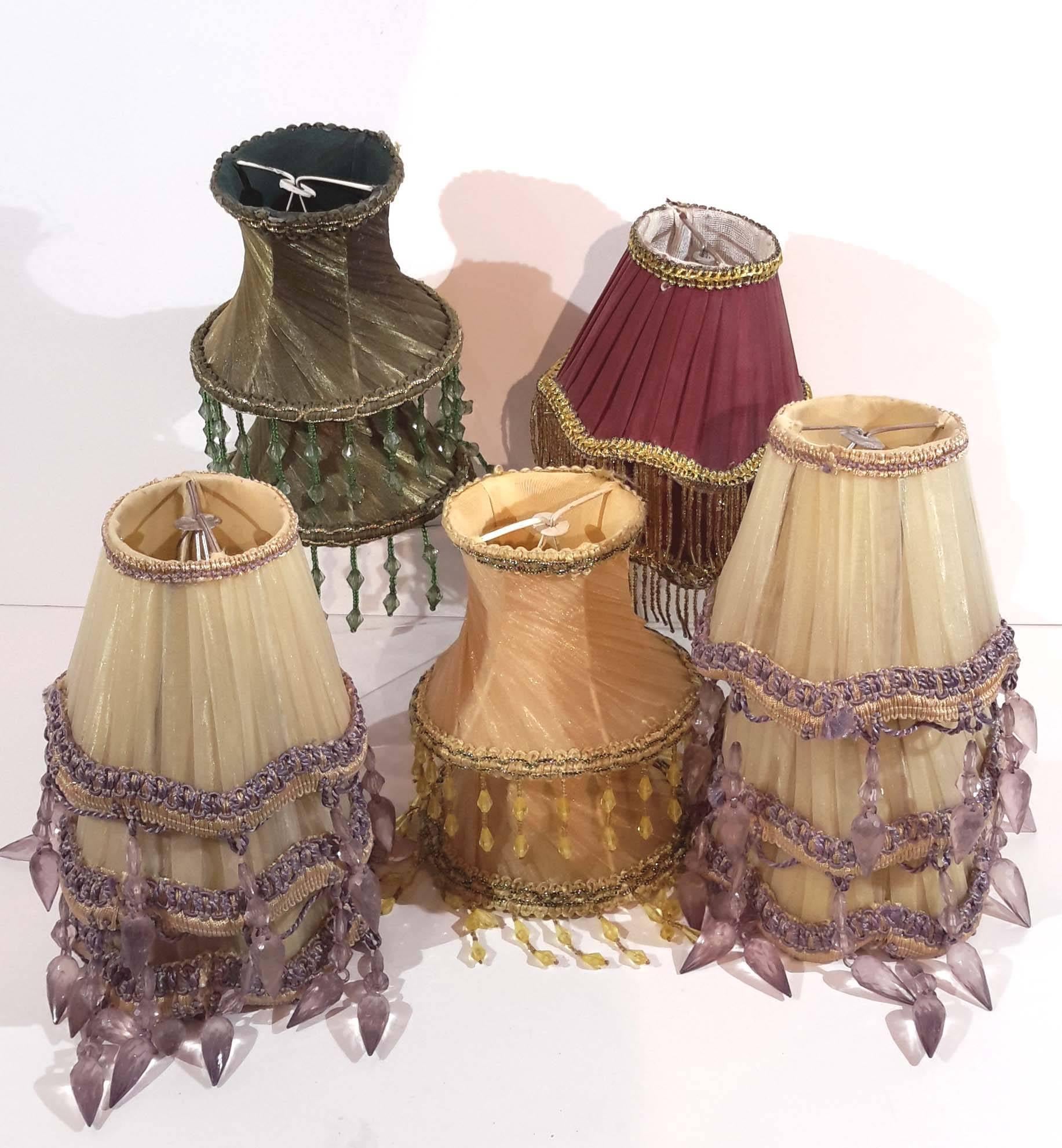 Group of 12 Victorian Style Silk Lamp Shades 1