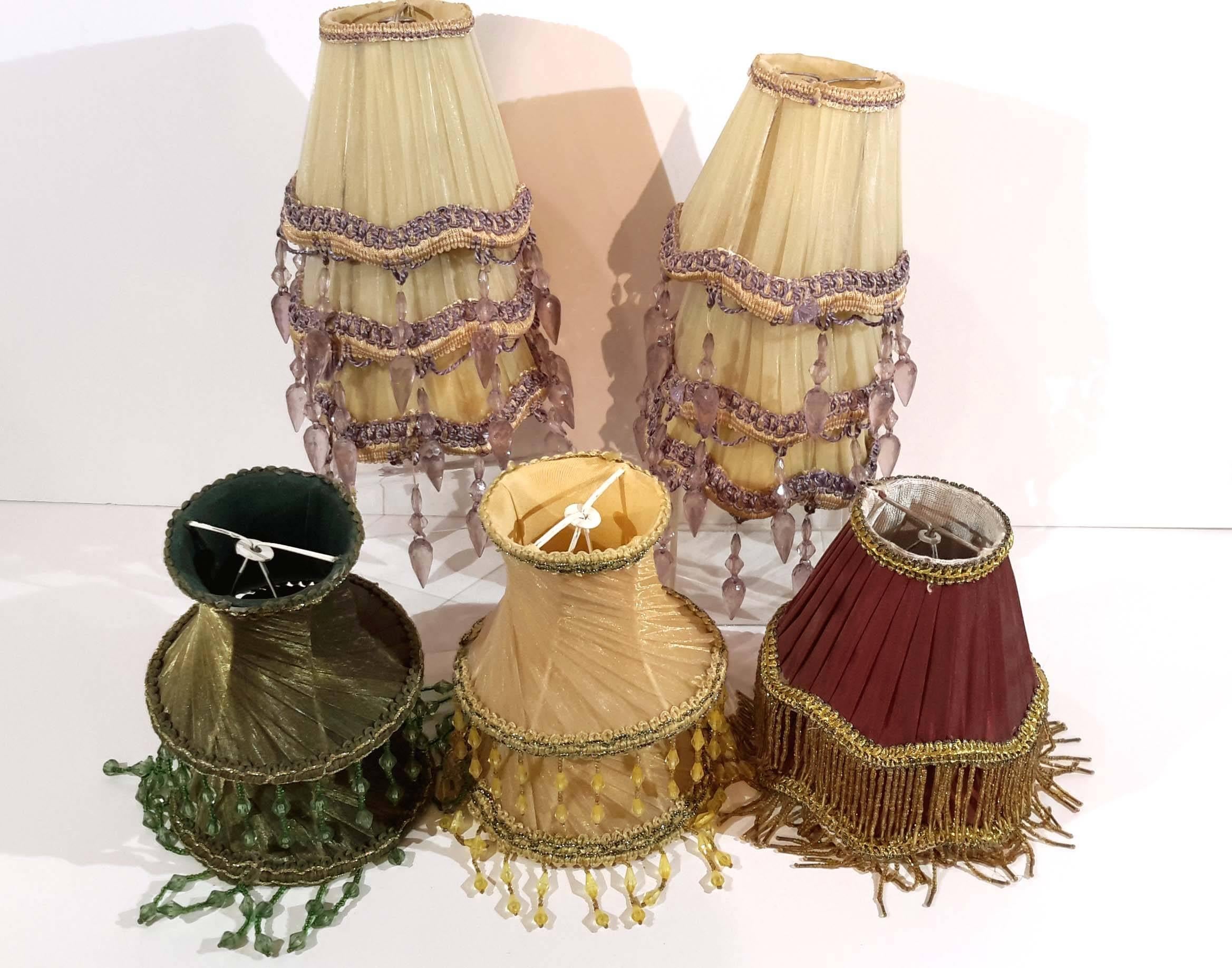 Group of 12 Victorian Style Silk Lamp Shades 2