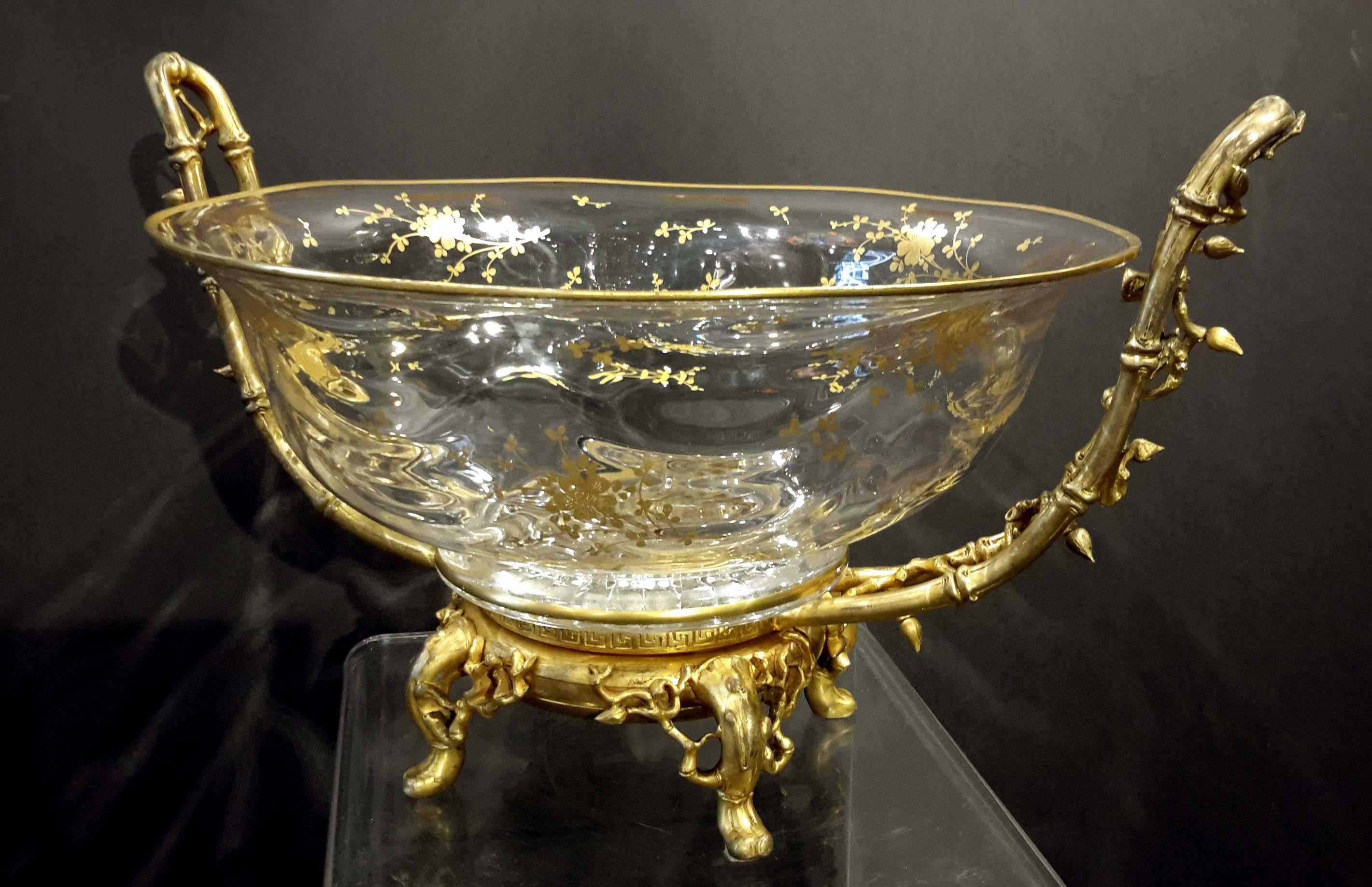 Chinoiserie Gilt Bronze and Crystal Centerpiece, French, 19th Century 1