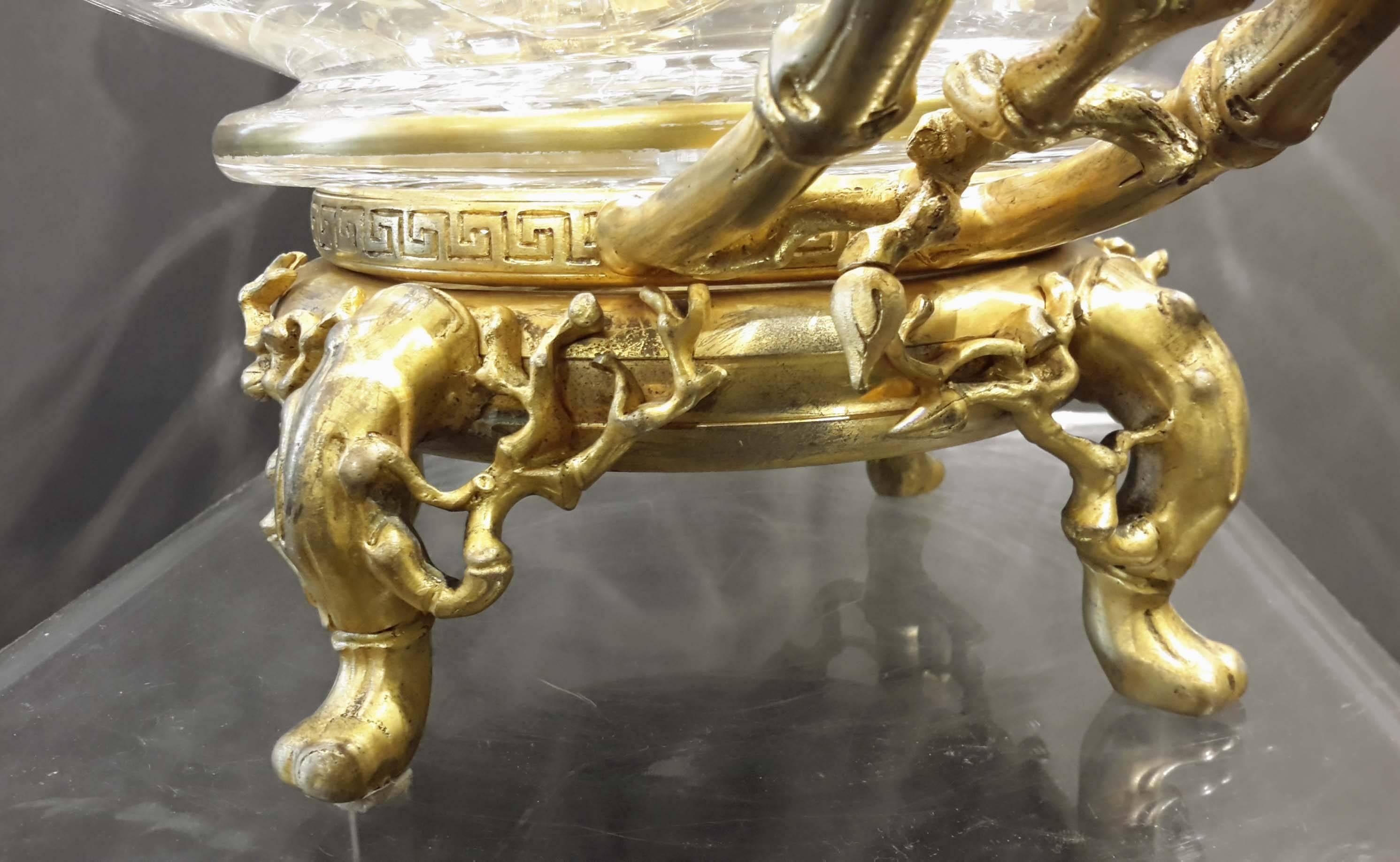 Chinoiserie Gilt Bronze and Crystal Centerpiece, French, 19th Century 4