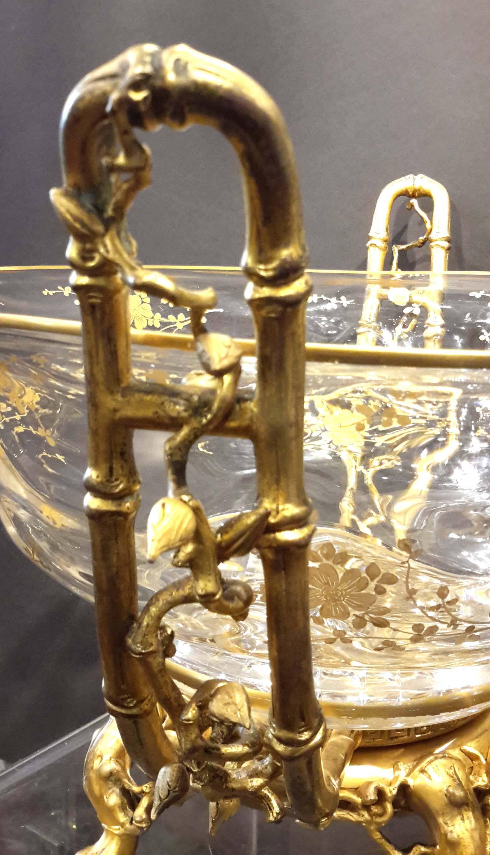 Chinoiserie Gilt Bronze and Crystal Centerpiece, French, 19th Century 3