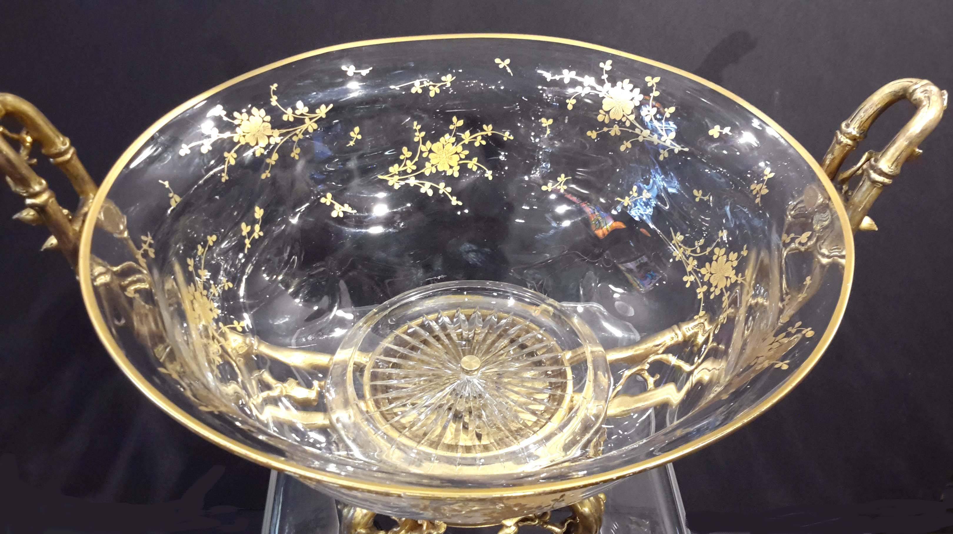 Chinoiserie Gilt Bronze and Crystal Centerpiece, French, 19th Century 2