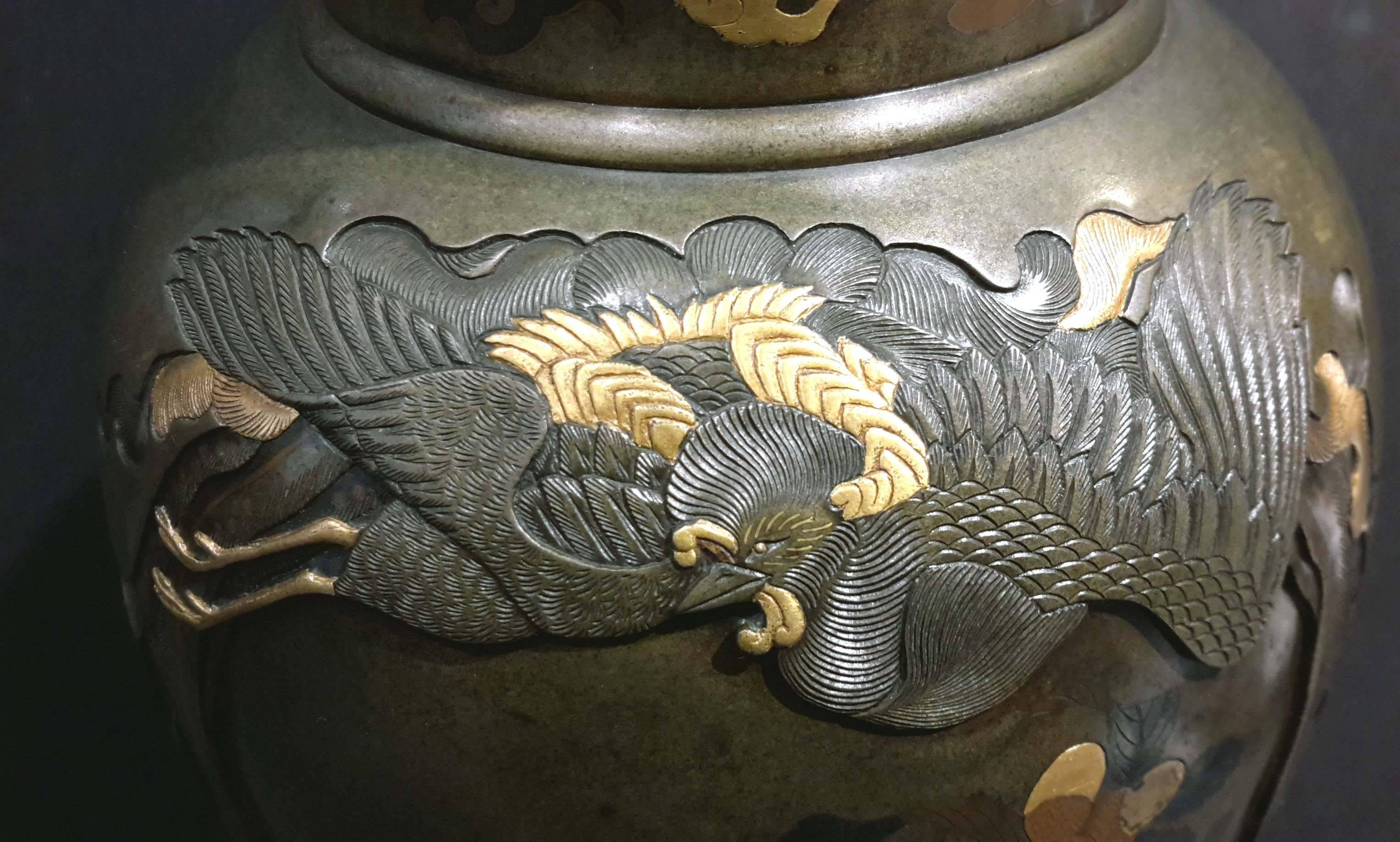 Japanese Meiji Period Mixed Metal Bronze Vase, 19th Century 3