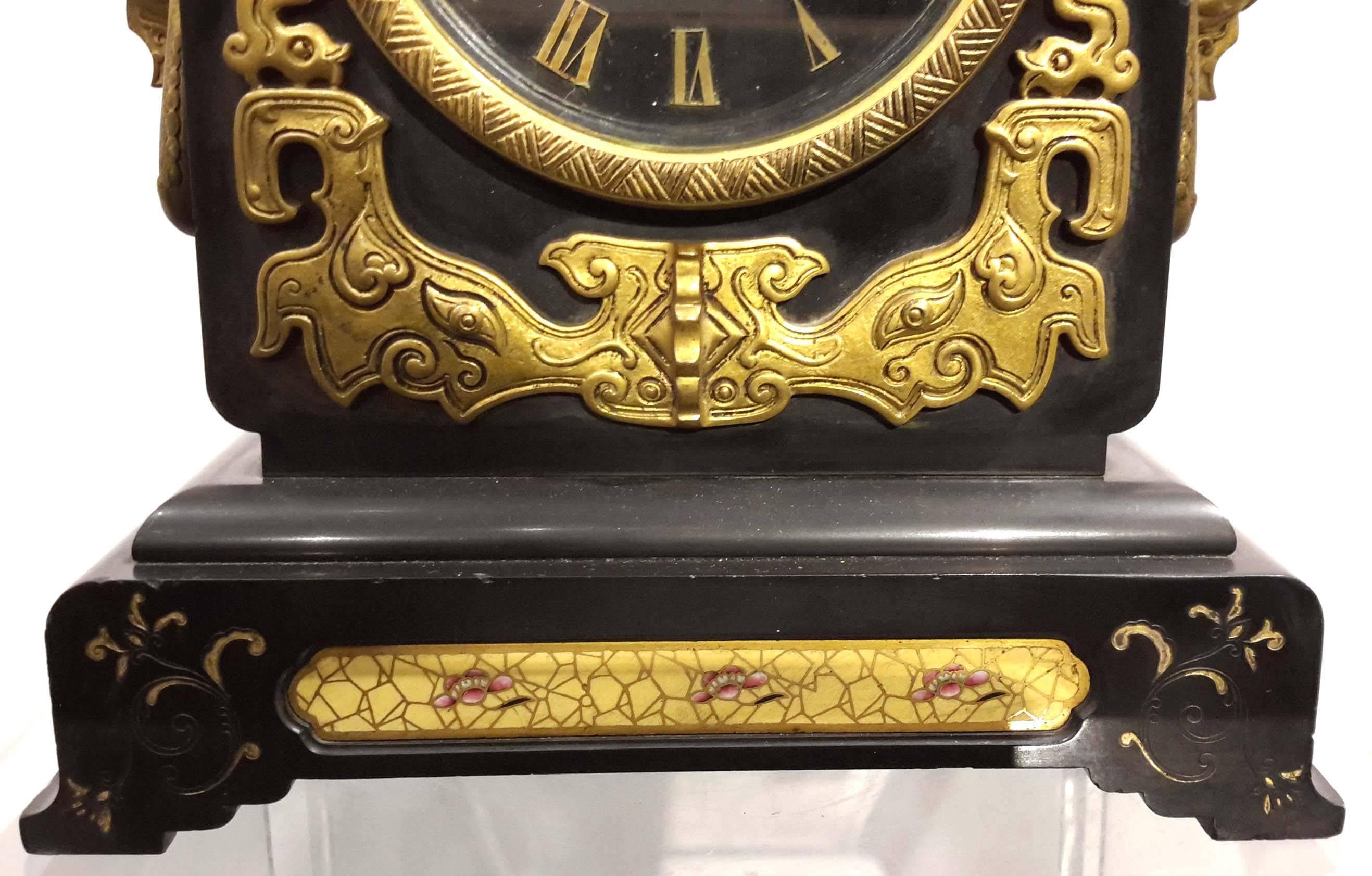 Tiffany New York and Edouard Lievre Japonisme Clock, 19th Century For Sale 5