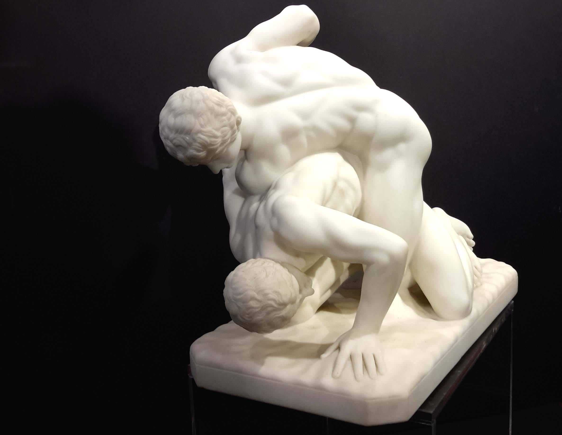 Carrera Marble Sculpture of Two Roman Wrestlers, 19th Century Grand Tour In Good Condition In New York, NY